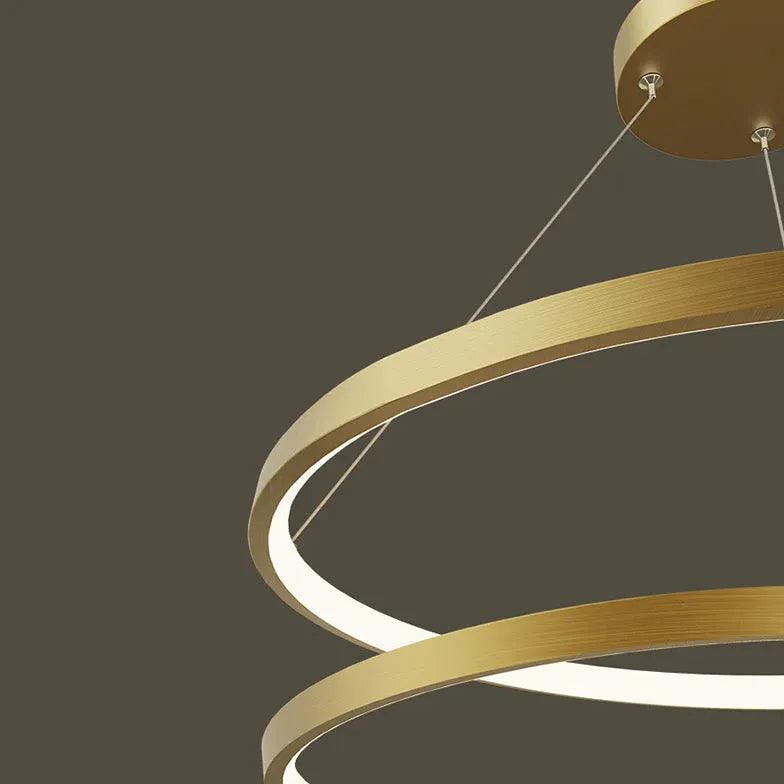 Modern Gold Ring Shaped Pendant Light - Elegant Ceiling Fixture for Dining Room, Bedroom, or Living Room Decor