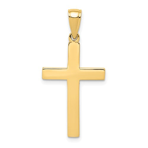 14K Yellow Gold Polished Cross Pendant Necklace for Women - Elegant Religious Jewelry Gift for Baptism, Confirmation & Everyday Wear