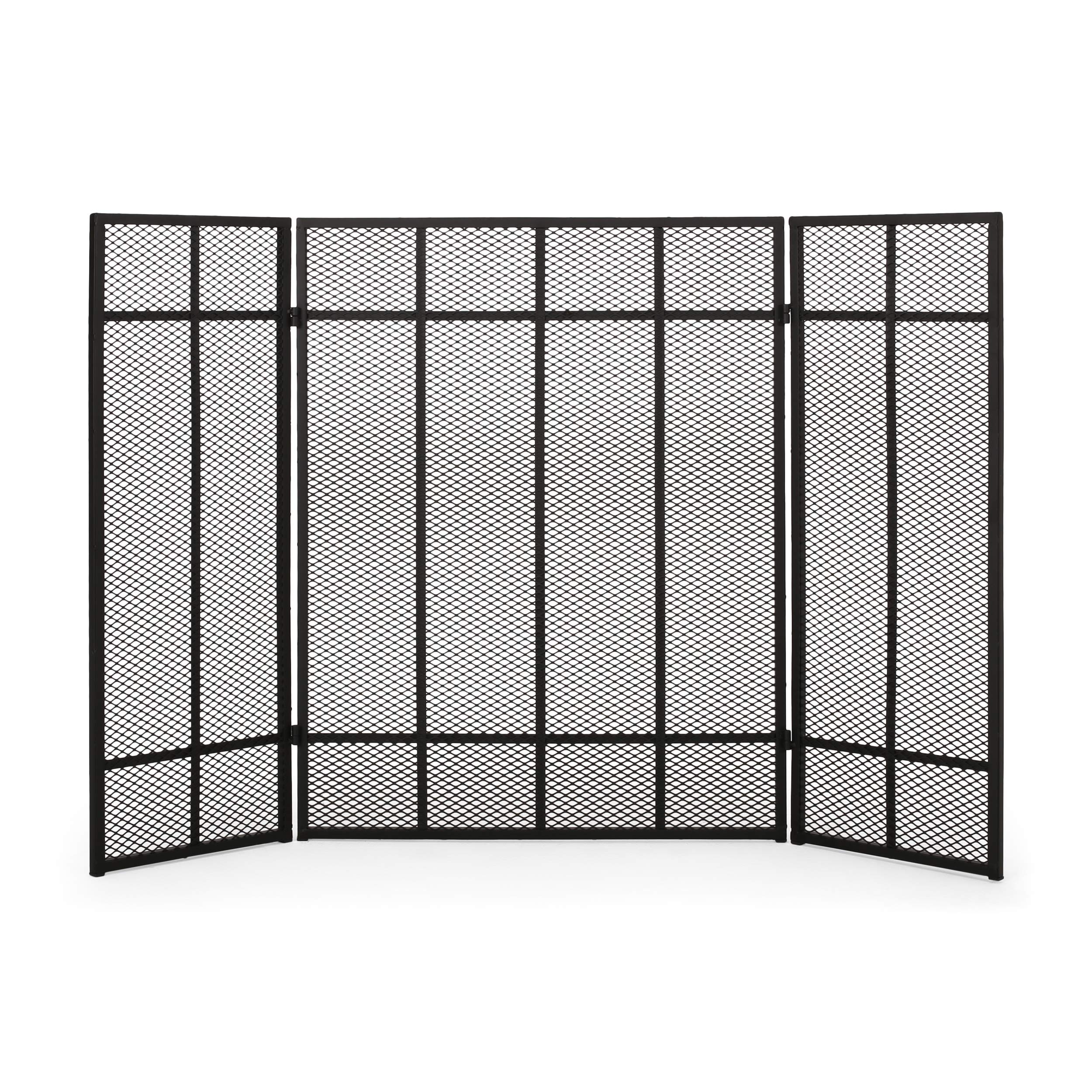 Christopher Knight Home Modesty Iron Fireplace Screen in Matte Black - Decorative & Functional Fireplace Safety Guard for Living Room, Bedroom, or Patio