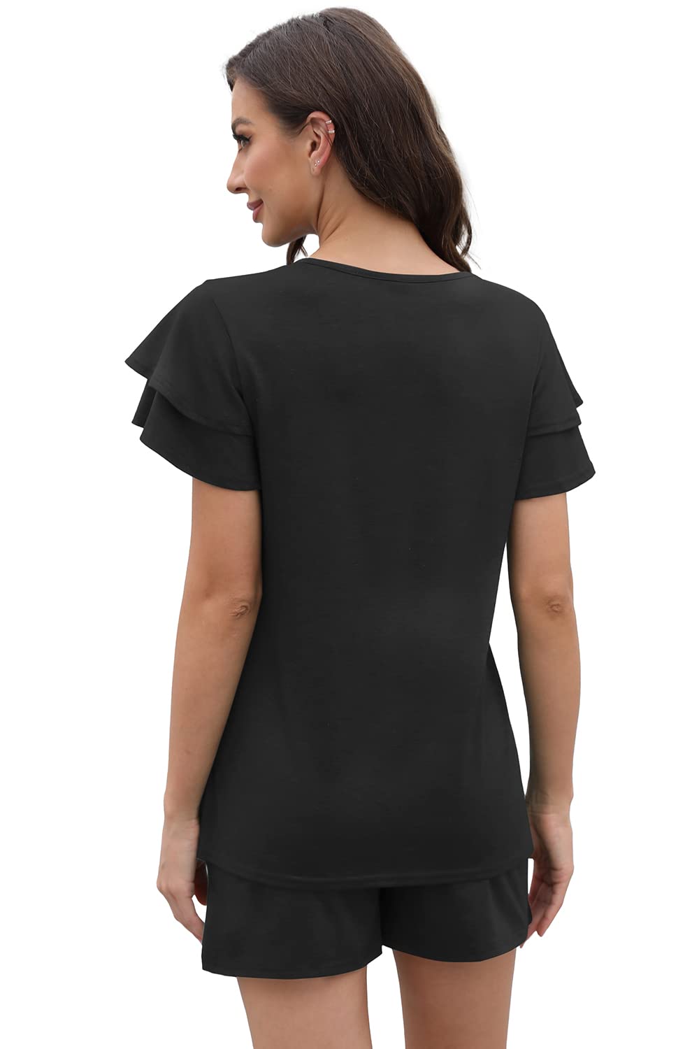 WIHOLL Women's 2-Piece Summer Outfit - Short Sleeve V-Neck Lounge Set | Casual Comfort Wear for Home, Vacation & Relaxation