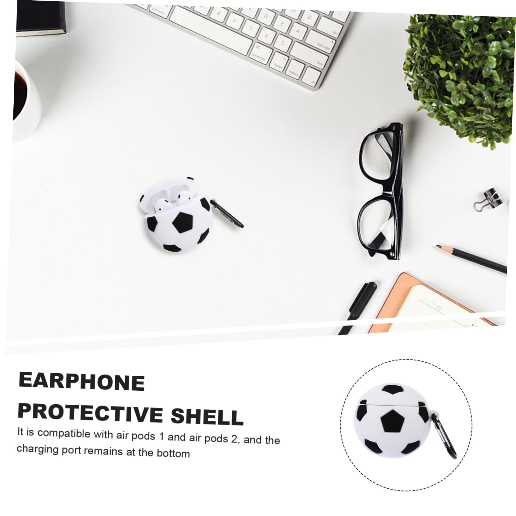 Premium 1-Piece Football Shaped Headphone Case - 3D Soccer Design Protective Sleeve for Earphones & Headsets | Portable Storage for Sports, Travel & School Accessories