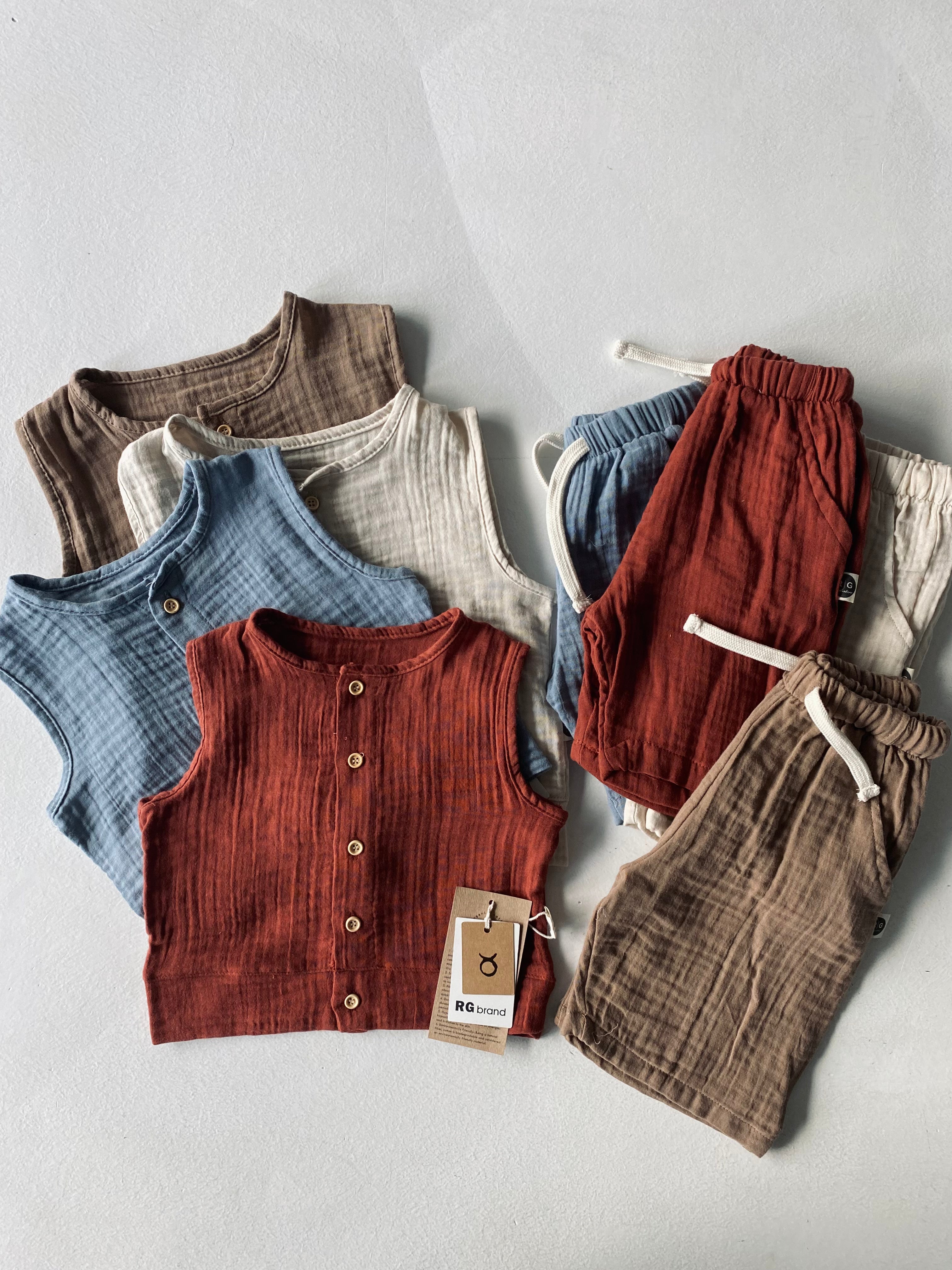 Baby Muslin Athletic Shorts Set - Soft & Breathable Cotton for Newborns & Toddlers - Perfect for Playtime, Sleepwear & Everyday Comfort