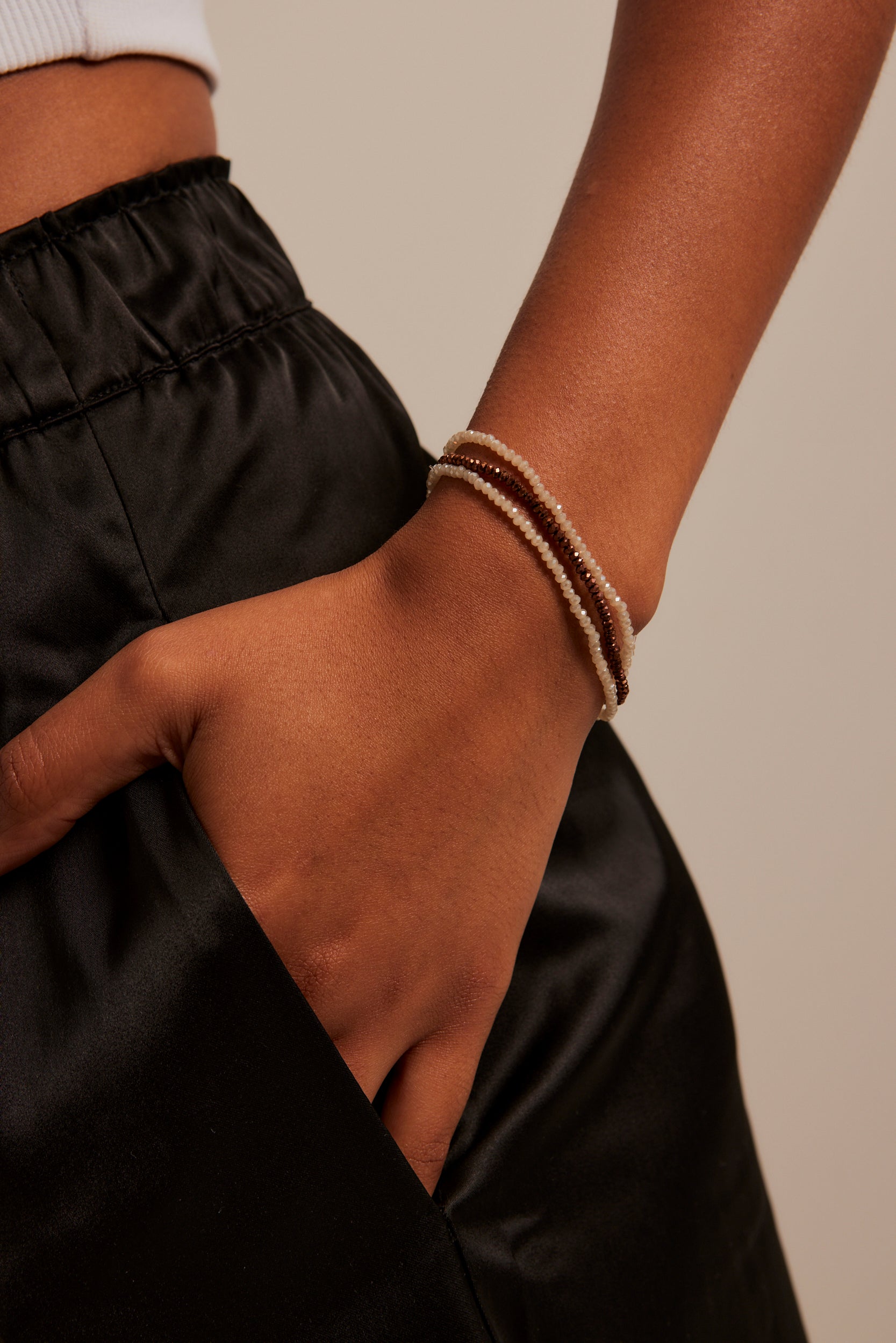 Elegant Bronze Beaded Bracelet Set of 3 - Boho Chic Jewelry for Women - Perfect for Layering, Gift Giving & Everyday Wear