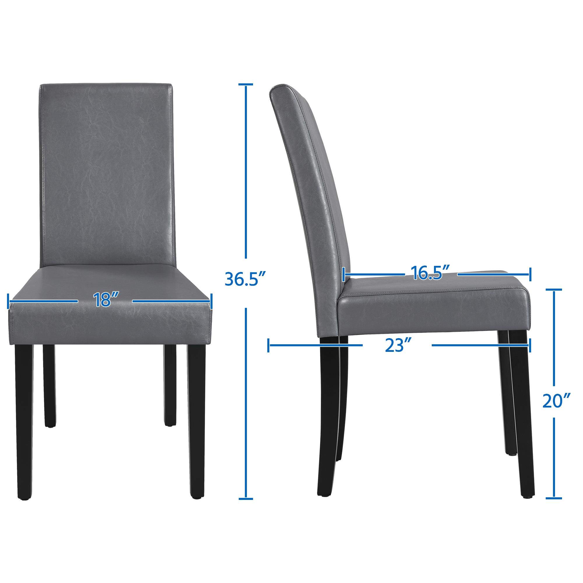 Topeakmart High Back Padded Dining Chairs with Rubber Wood Legs - Comfortable Kitchen Chairs for Home & Restaurants (Gray) | Perfect for Dining Rooms, Kitchens, and Small Spaces