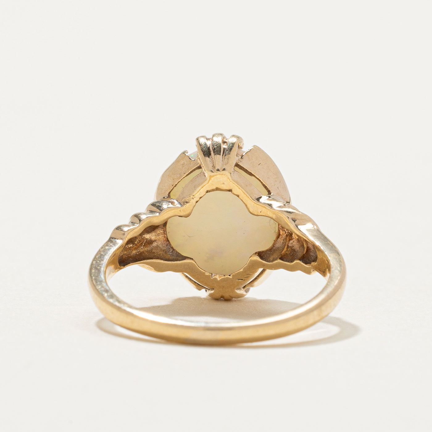 10K Oval Opal Grooved Ring for Women - 2.60ct Genuine Opal Stone - Size 5.5 Wedding, Engagement, Anniversary Gift - Perfect for Everyday Wear & Special Occasions