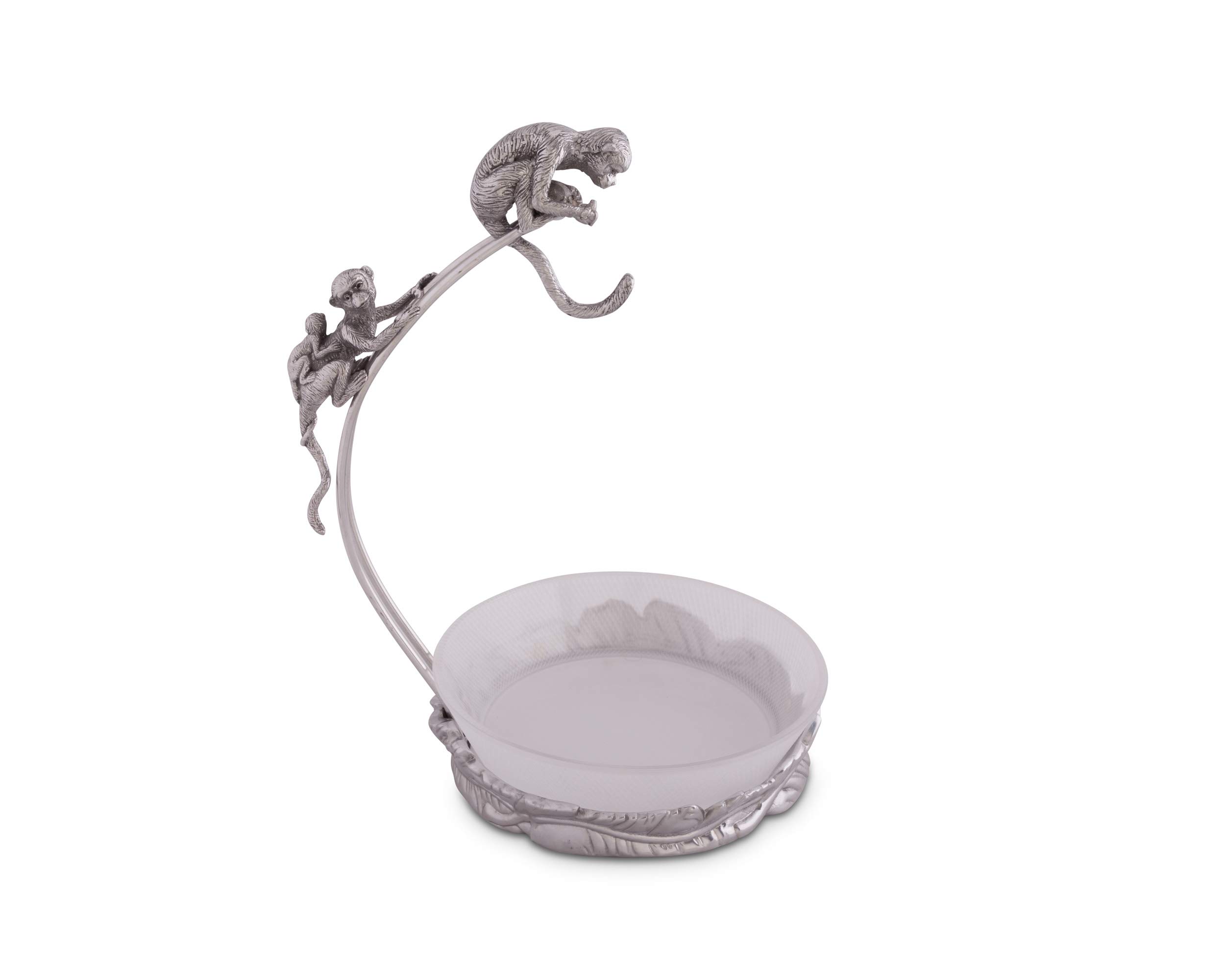 Premium Aluminum Monkey Banana Holder with Glass Fruit Bowl - 9.5