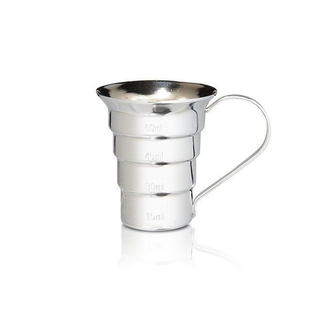 Nickel Silver Plated Brass Stepped Jigger Bar Tool - Perfect for Mixing Cocktails and Measuring Liquor at Home or Professional Bars