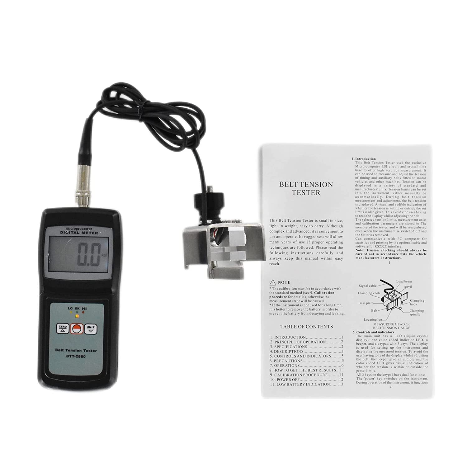 BTT-2880 Belt Tension Tester - Professional Belt Tension Gauge for Industrial, Automotive & Conveyor Systems - Accurate Tension Measurement Tool for Maintenance & Repair