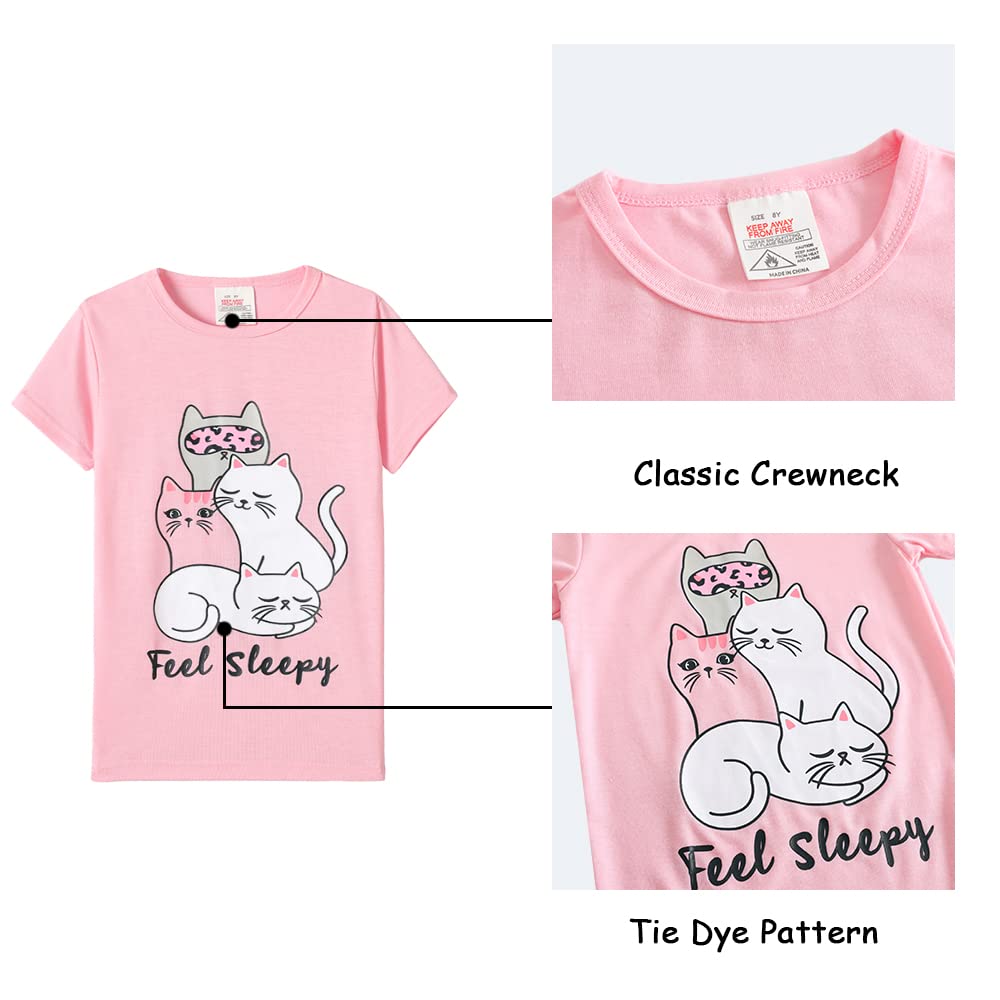 MyFav Big Girls Summer Pajama Set - Heart Print Cute Sleepwear Shorts for Women & Teens - Perfect for Sleepovers, Vacation & Cozy Nights