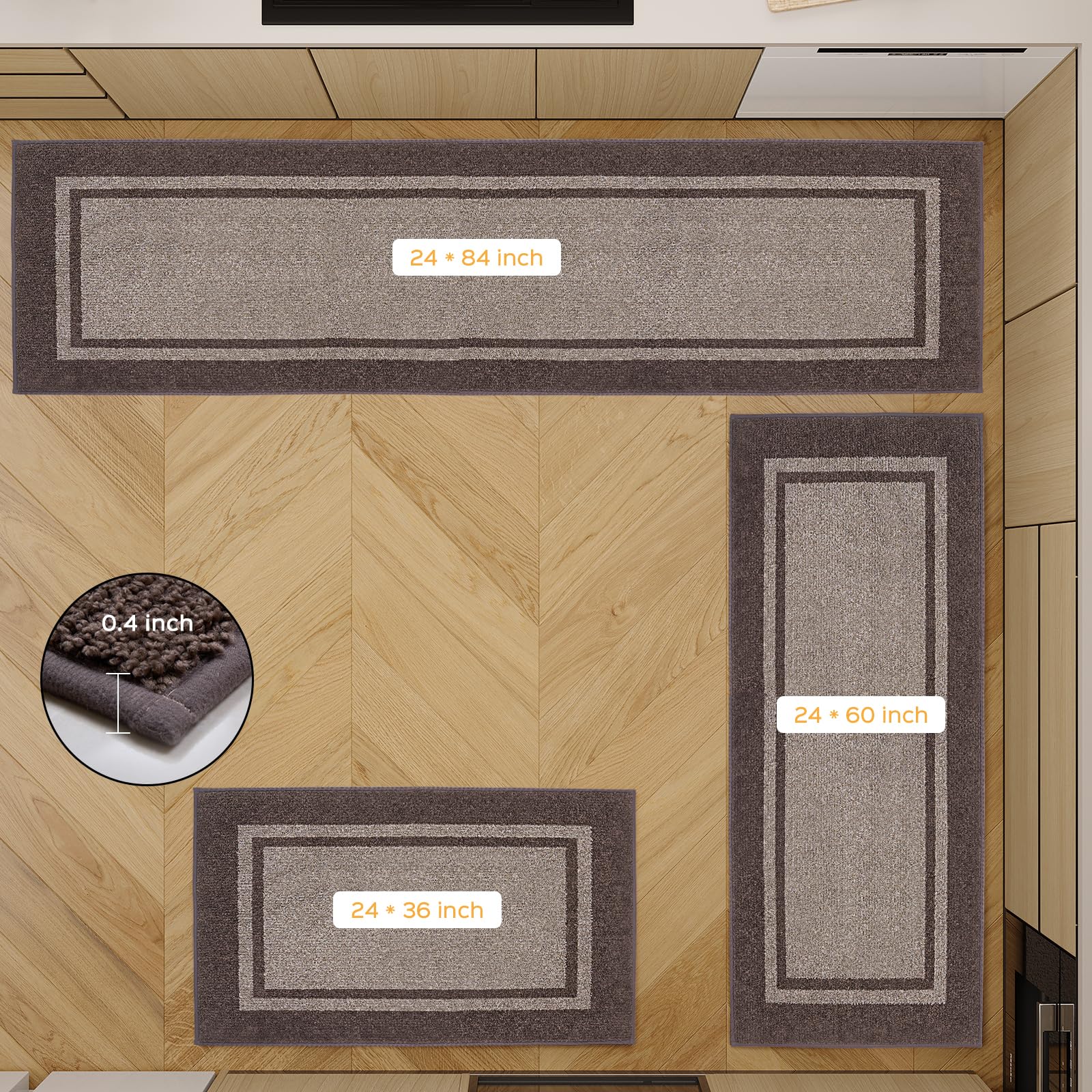 Non-Slip Kitchen Rugs Set (24