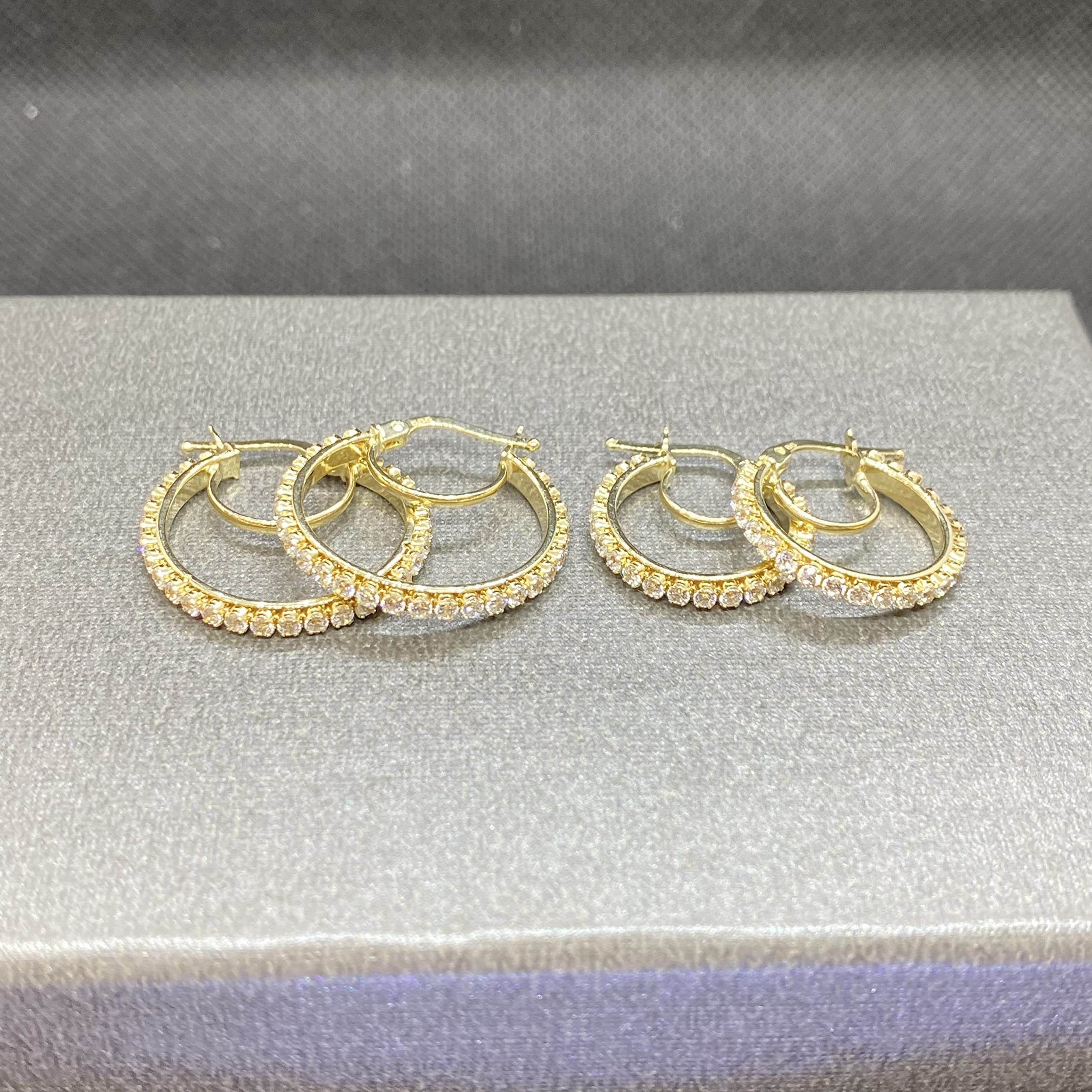 14K Solid Gold CZ Hoop Earrings for Women - Dainty Small & Large Cubic Zirconia Hoops - Perfect Christmas Birthday Gift for Her, Mom, Girlfriend (20mm Big Hoop) - Elegant Everyday Wear & Special Occasion Jewelry