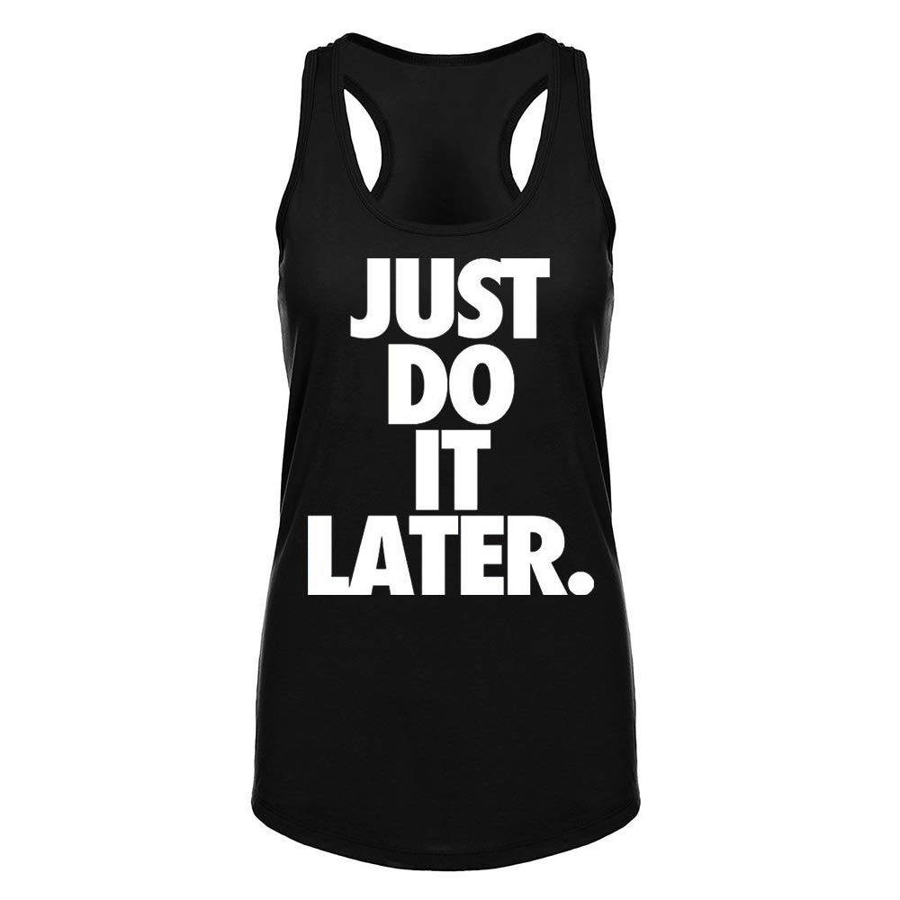 FANNOO Women's Workout Tank Tops - Funny 'Just Do It Later' Gym Shirts | Racerback Sleeveless Fitness Tops for Running, Yoga & Workout