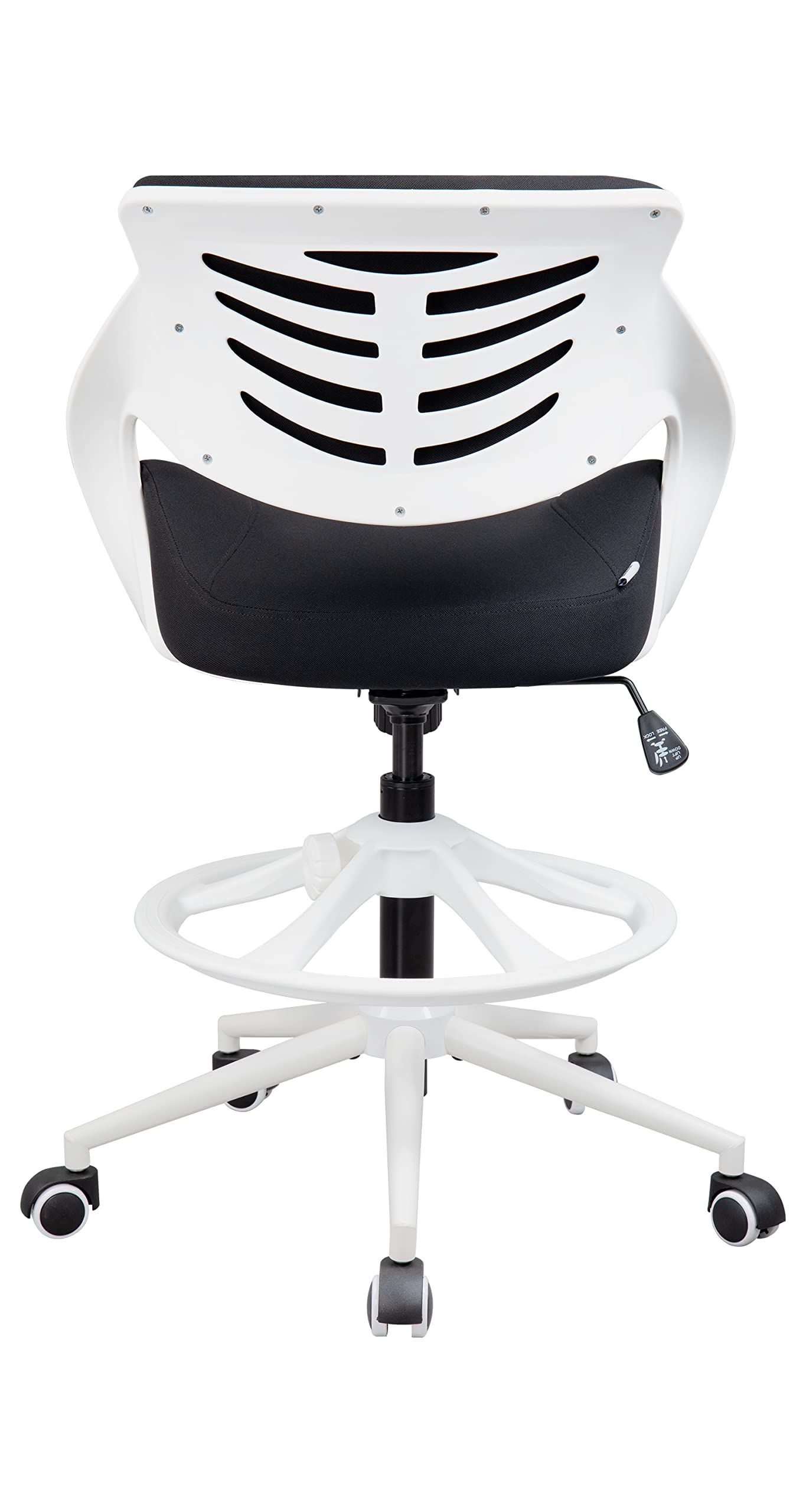 Ergonomic Drafting Chair with Lumbar Support & Foot Ring - Adjustable Swivel Task Chair for Standing Desk - Black - Perfect for Office, Home Office & Studio Workspaces