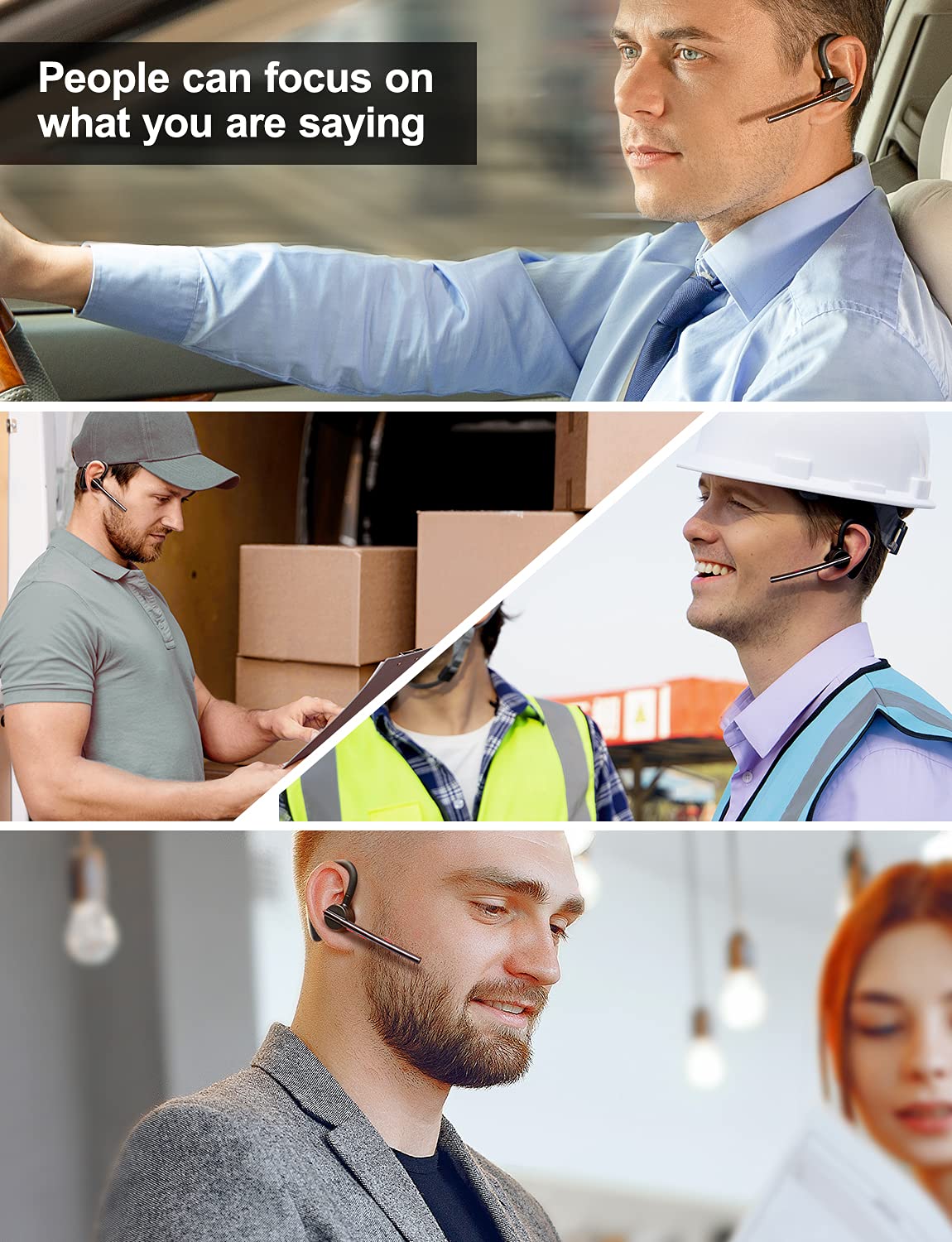 Wireless Bluetooth Earpiece V5.2 - Single Ear Lightweight Headset with 24H Talk Time, Noise Cancelling Mic for iPhone Android Laptop - Perfect for Driving, Office Calls & Online Meetings