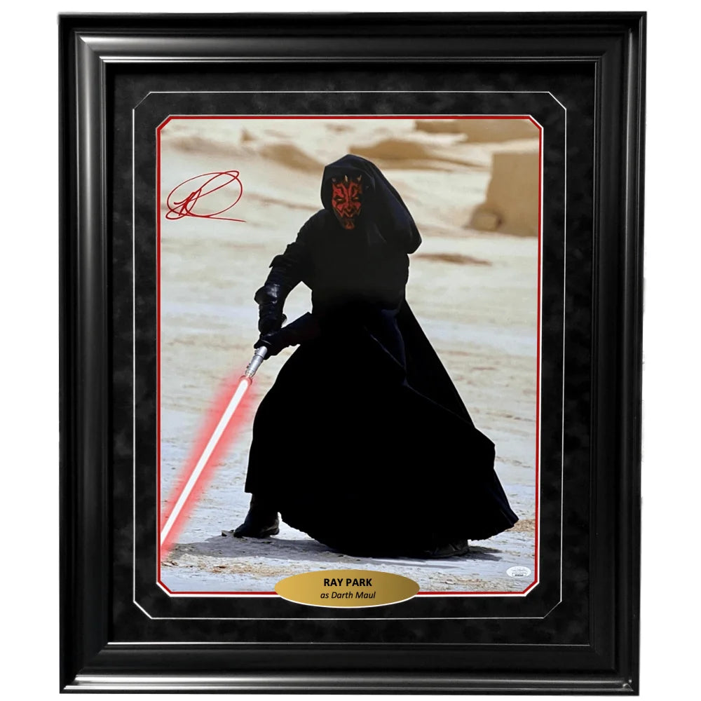 Ray Park Autographed Star Wars Darth Maul 16x20 Photo Framed with JSA COA - Limited Edition Collectible for Fans, Home Theater Decor & Gift for Star Wars Enthusiasts
