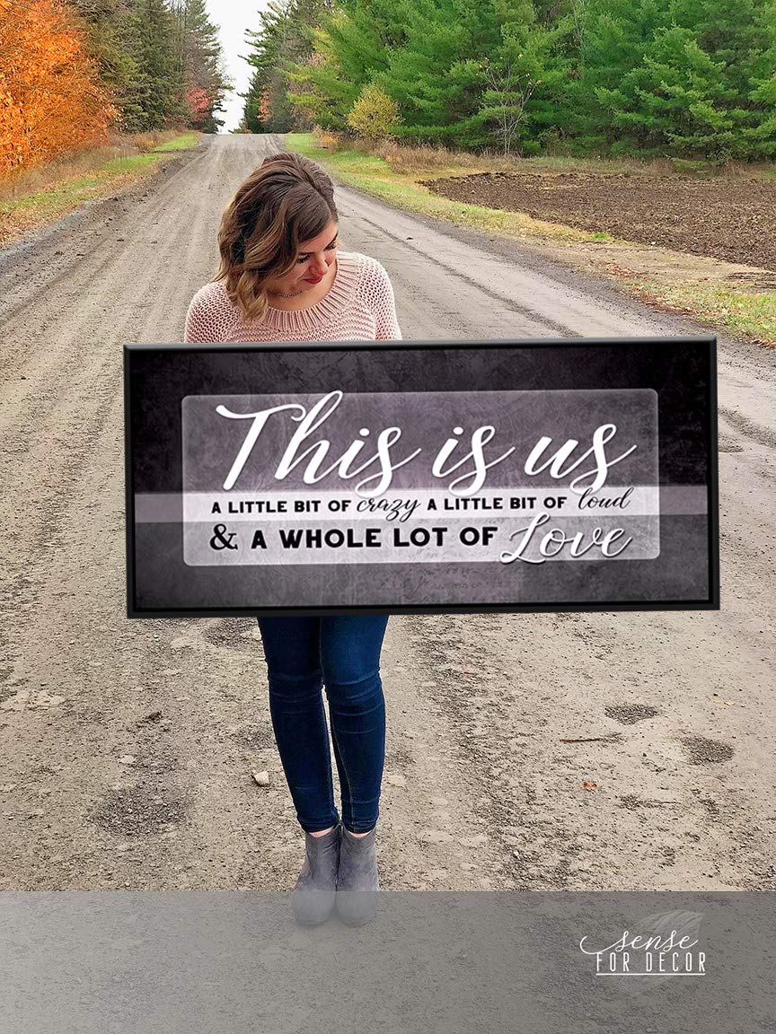 This Is Us Framed Wall Art - Large Canvas Wall Decor for Living Room, Farmhouse & New Home Gifts (42x19 Inch, Purple & Black Floating Frame) - Perfect for Housewarming, Family Photos & Modern Interior Design