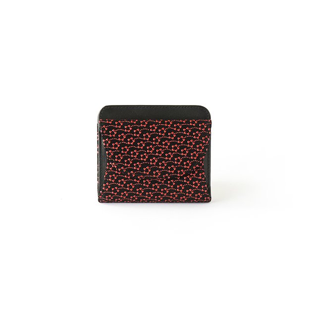Premium Japanese Deerskin Leather Fold Wallet with Urushi Lacquer - Flower & Gray Black - Handmade in Japan - Stylish & Durable for Everyday Use, Travel & Gifts