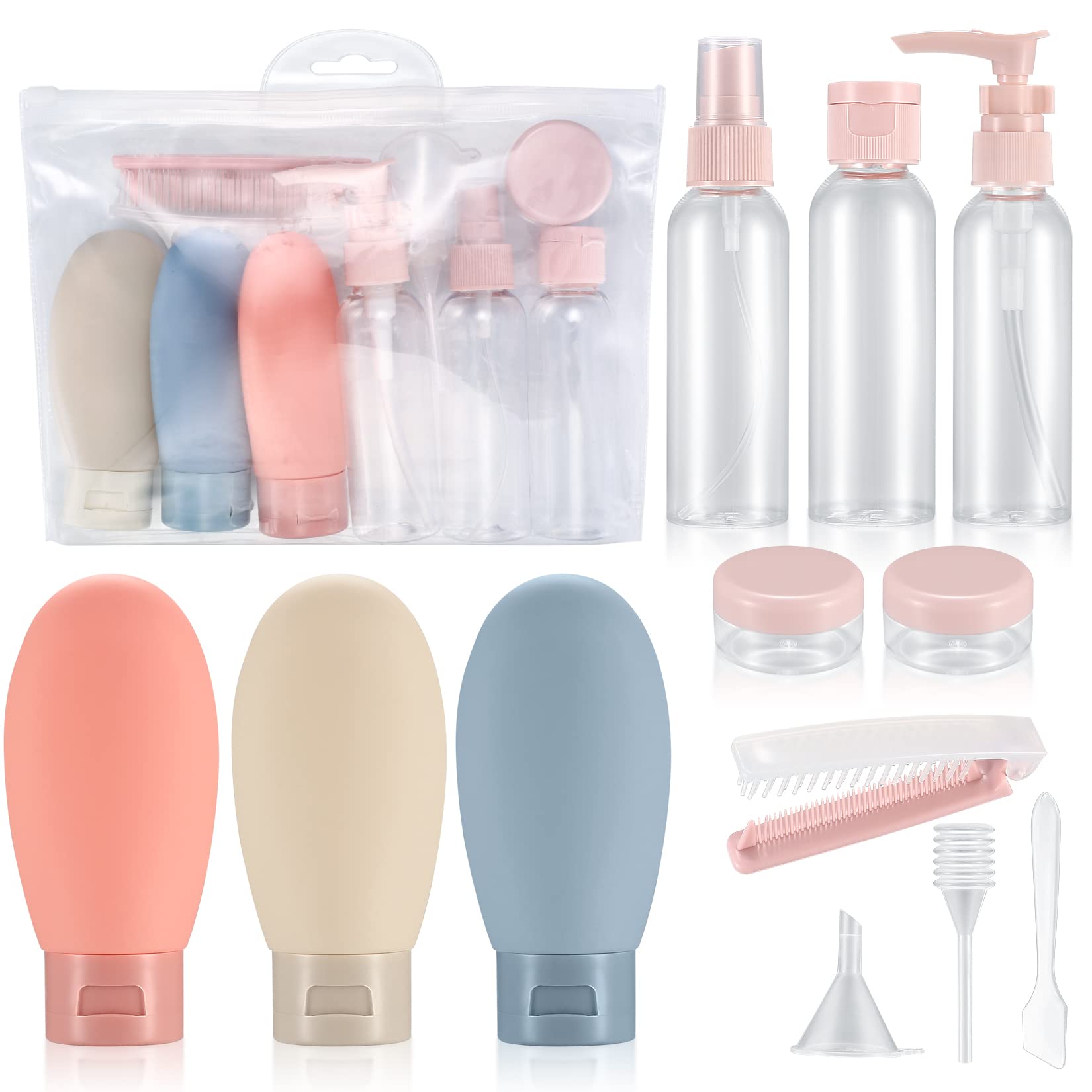 Yibaijia 12-Piece Travel Bottles Set - 60ML Leak-Proof Refillable Squeeze Bottles for Toiletries, Shampoo & Conditioner | TSA Approved for Air Travel, Perfect for Vacations & Gym Essentials