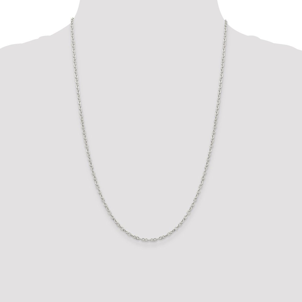Sterling Silver 2.5mm Flat Open Oval Cable Chain Necklace - Dainty & Elegant Jewelry for Women, Perfect for Layering, Everyday Wear & Special Occasions