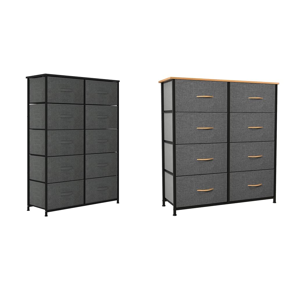 YITAHOME 10-Drawer Fabric Storage Tower Organizer - Closet, Bedroom, Nursery & Living Room Dresser - Graphite Grey Storage Cabinet for Clothes, Toys & Home Organization