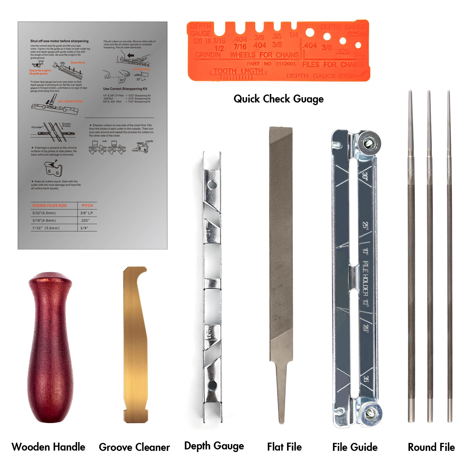 Professional 10-Piece Chainsaw Sharpener Kit with 5/32