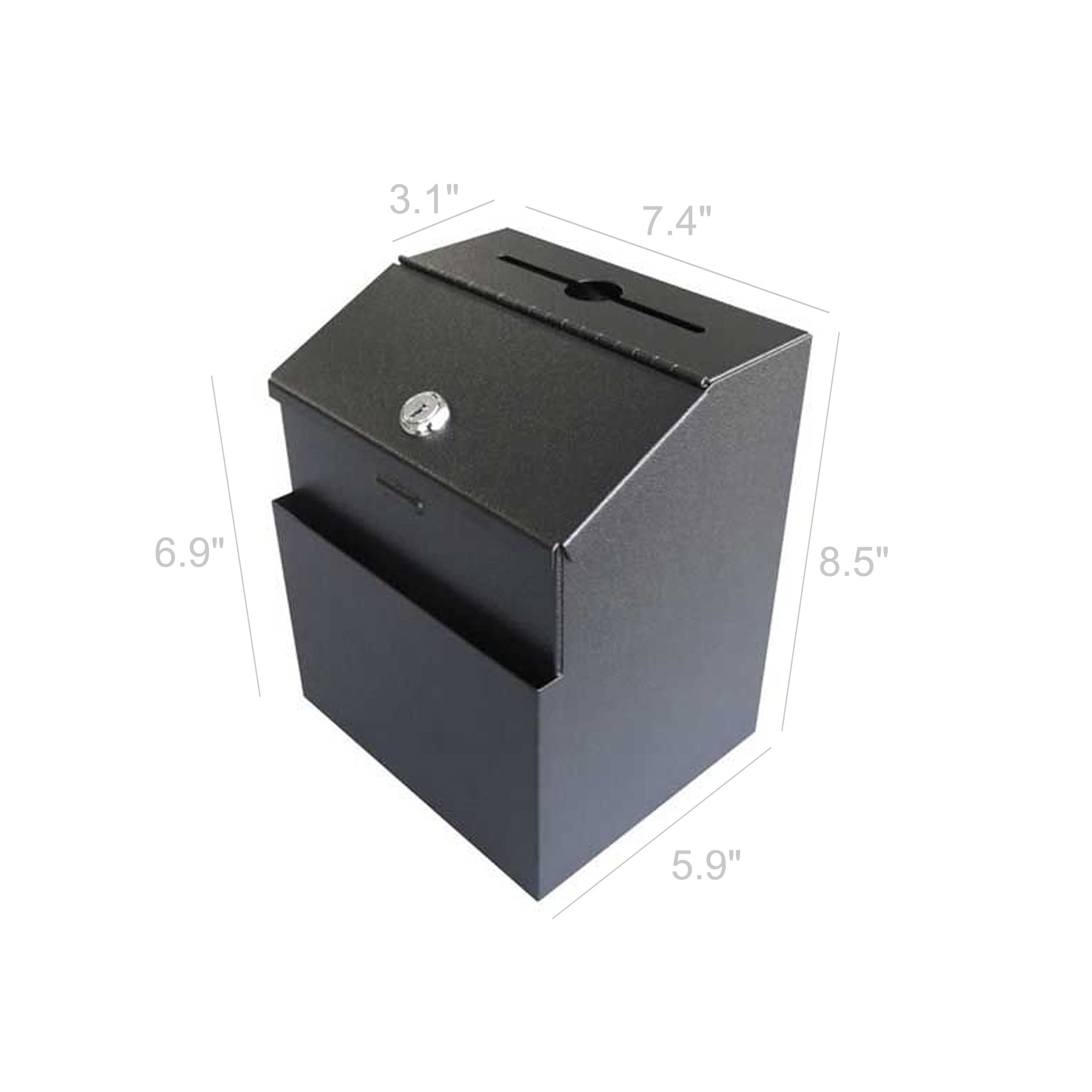 FixtureDisplays® Metal Donation Suggestion Box with Key - Secure Drop Box for Express Checkout, Customer Feedback & Sales Leads (Black) - Perfect for Retail Stores, Restaurants & Office Use