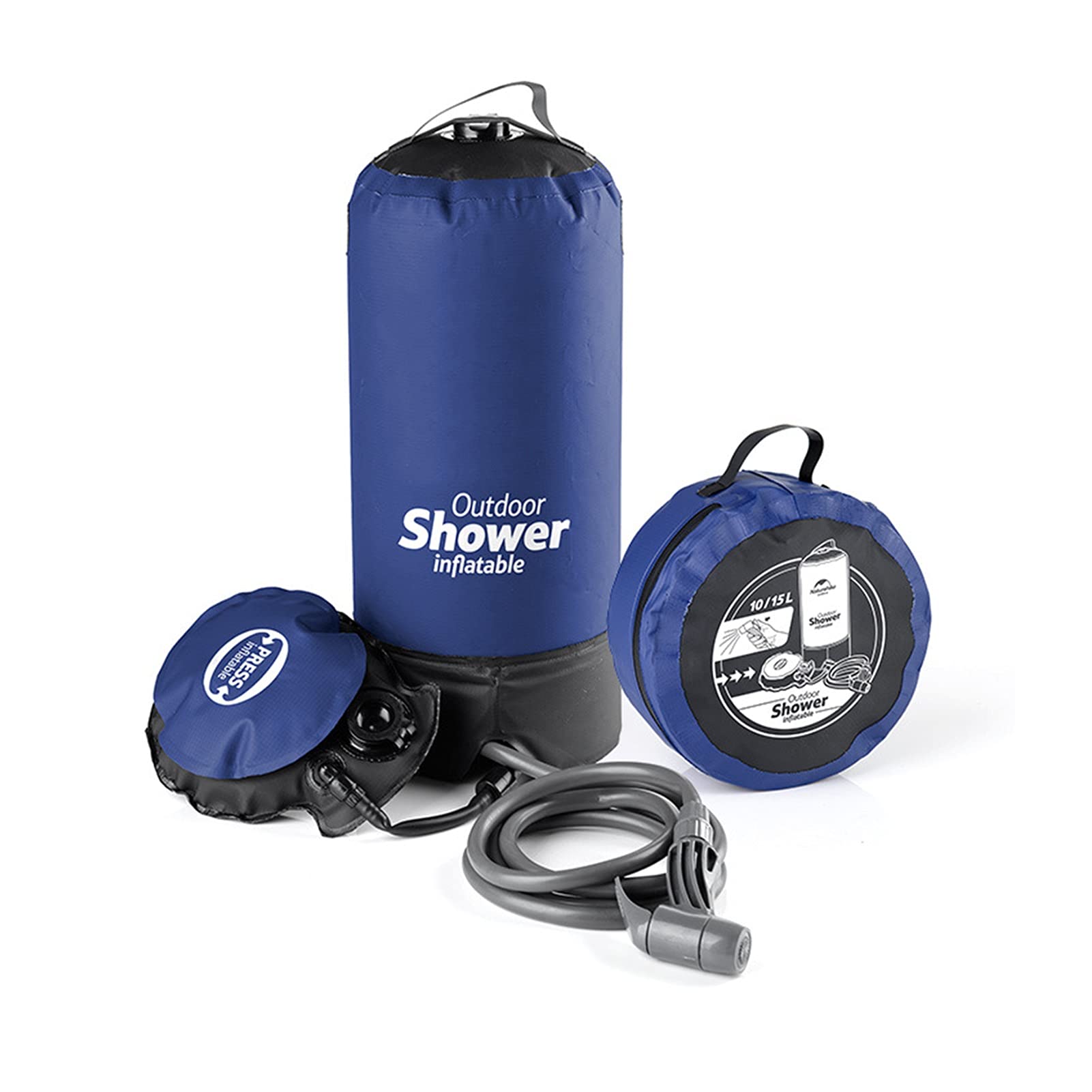 Portable Solar Shower Bag with Foot Pump & Push-Type Shower Head - Solar Heated Outdoor Shower for Camping, Beach, Gardening, Pet Bathing & Car Washing
