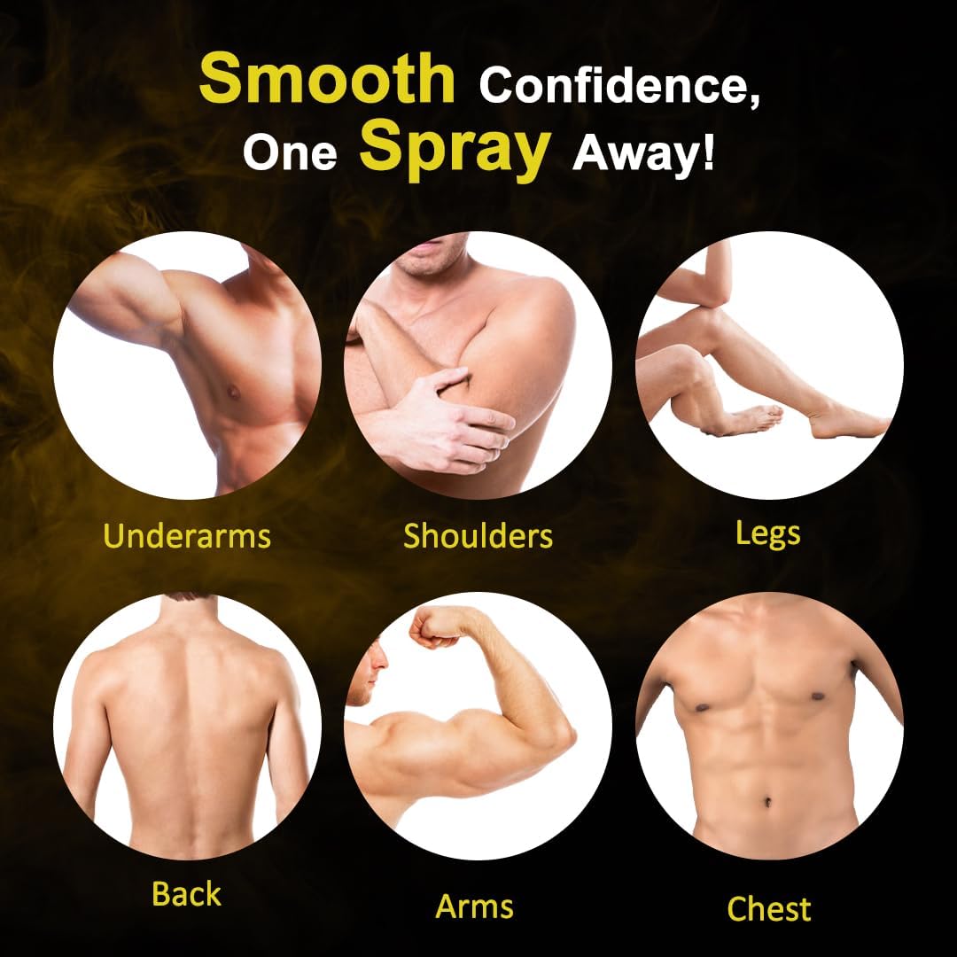 **Painless Hair Removal Spray for Men - 200ml | Fast & Effective Hair Removal Cream for Chest, Arms, Legs & Underarms | Gentle & Easy Wipe-Off Formula | Ideal for Home Use, Travel & Quick Grooming (Pack of 1)**