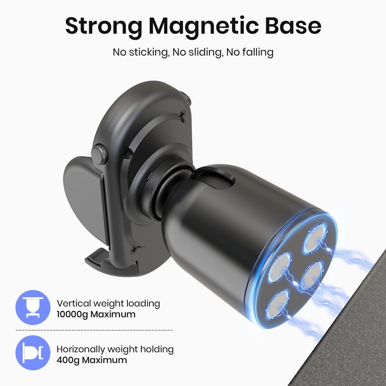 MiiKARE Magnetic Gym Phone Holder - 360° Rotating, Hands-Free for Workouts, Running, Cycling & Home Use - Black Fitness Accessory