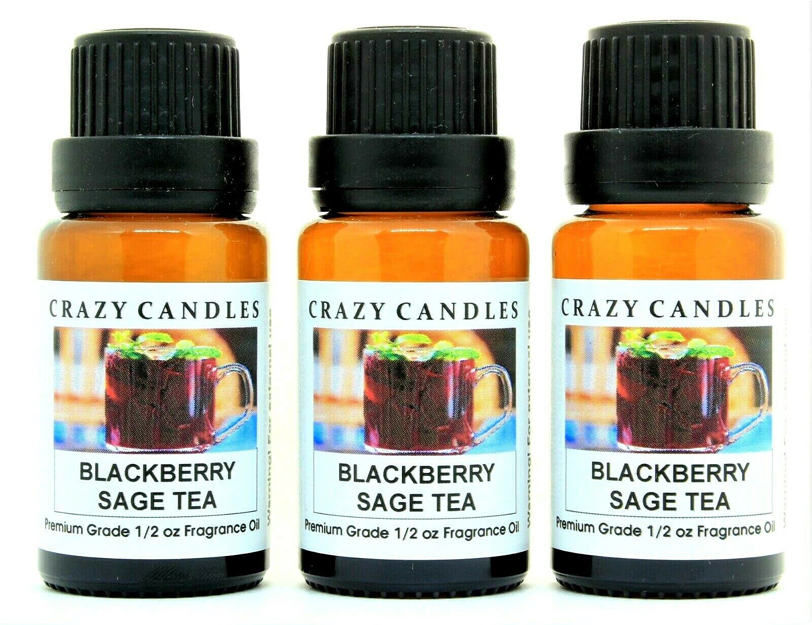 Premium Blackberry Sage Tea Scented Fragrance Oil - 3 Pack (1/2 FL Oz/15ml Each) - Aromatherapy, Candle Making & Home Diffuser Essential Oils
