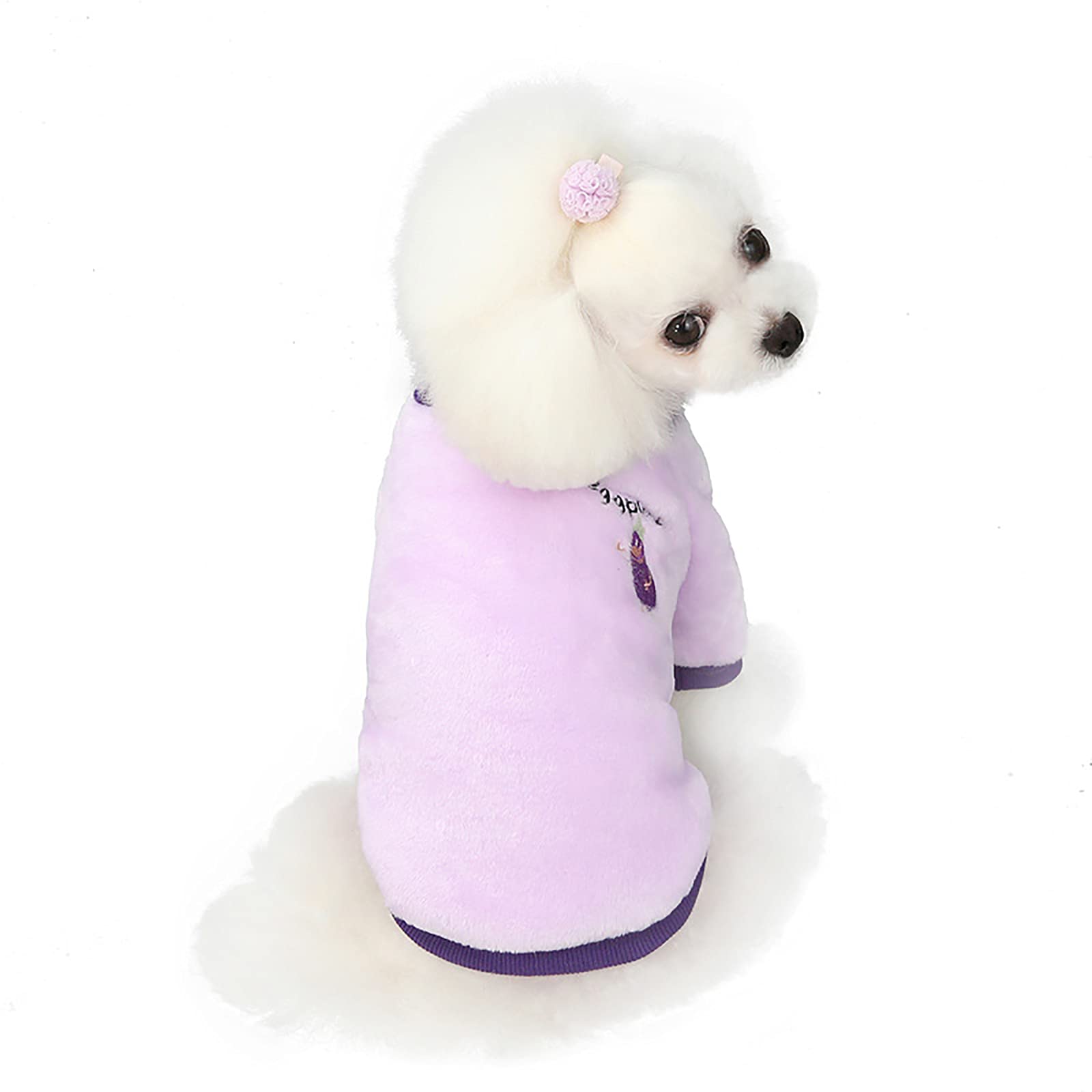 Warm Fleece Dog Sweater for Small & Medium Dogs - Winter Dog Coat & Cat Sweater in Purple - Cozy Pet Pajamas for Cold Weather - Perfect for Indoor & Outdoor Use