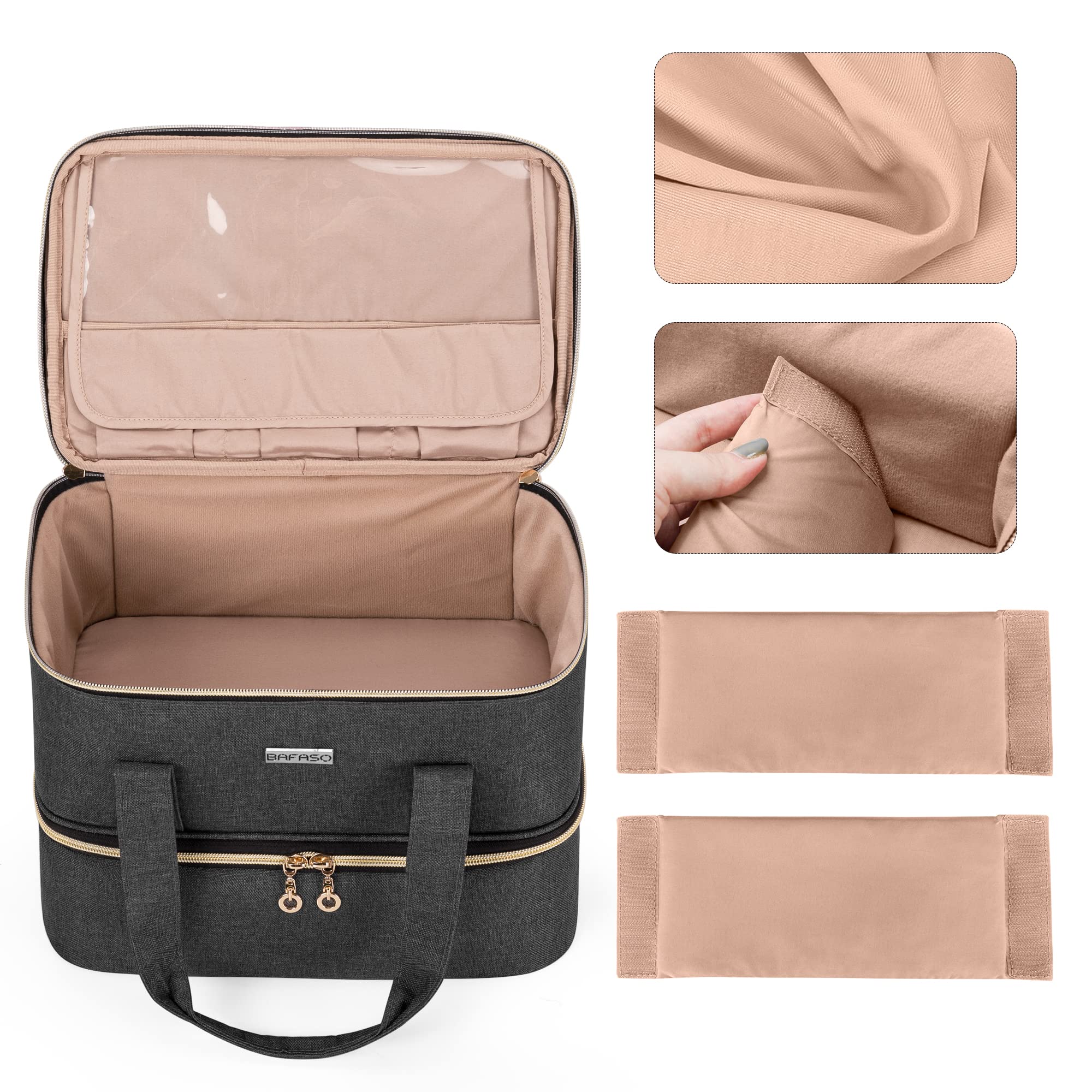 BAFASO Professional Nail Polish Organizer Case - Holds 40 Bottles (15ml/0.5oz) with UV/LED Lamp Storage & Manicure Tool Compartments | Portable Nail Art Carrying Bag for Salon, Travel & Home Use - Black