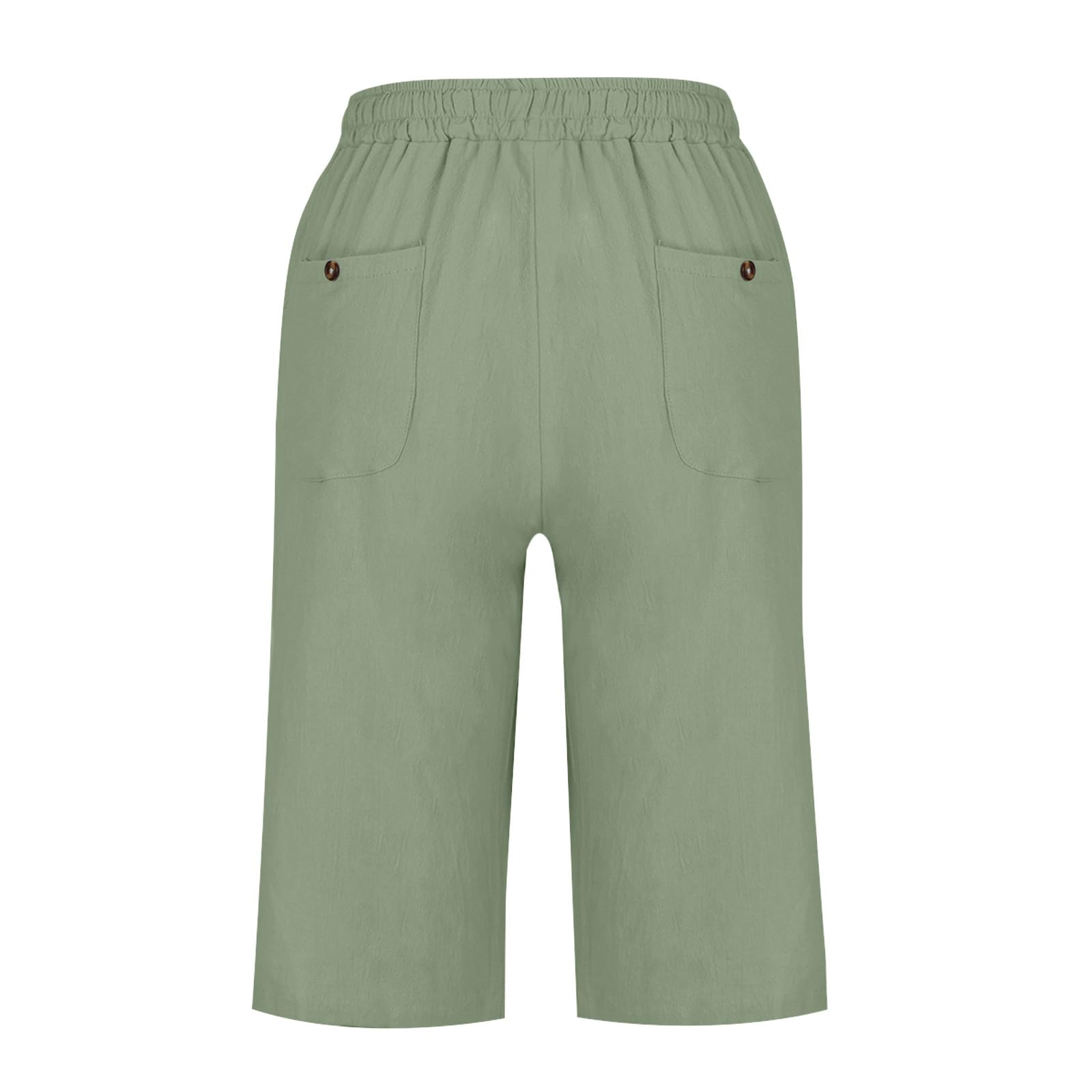 2024 Summer High Waisted Bermuda Shorts for Women - Cotton Linen Blend, Drawstring Waist, Knee Length Casual Workout Shorts for Yoga, Running, and Outdoor Activities