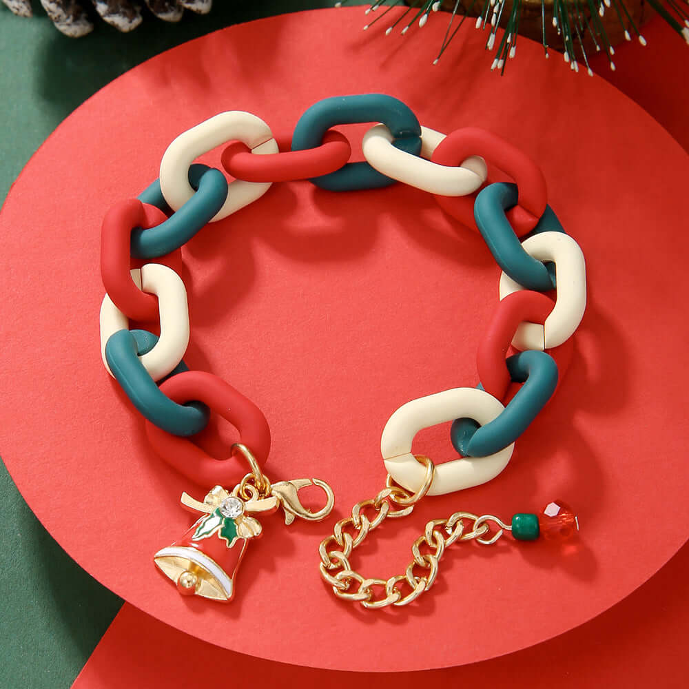 Santa Claus Acrylic Link Holiday Christmas Bracelet | D1045 | Perfect for Christmas Parties, Gift Exchanges & Festive Accessories