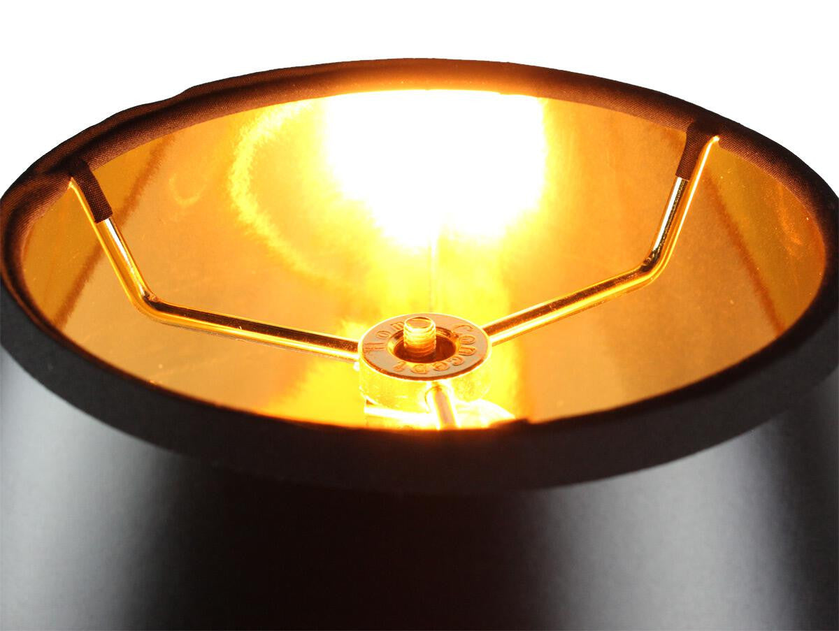 12W Swag Pendant Light Plug-in with Bold Black/Gold Shade - Modern Hanging Fixture for Kitchen Island, Dining Room, or Bedroom Lighting