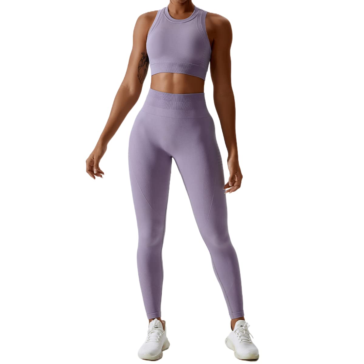 ABOCIW Women's Seamless Workout Sets - Racerback Sports Bra & High Waist Leggings 2-Piece Gym Yoga Outfit for Running, Fitness & Activewear