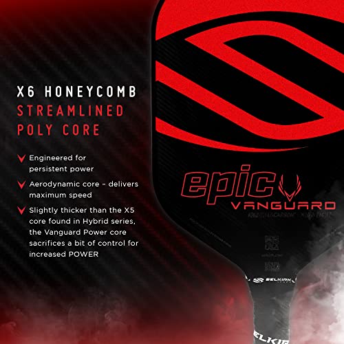 Selkirk Vanguard Hybrid X5 & X6 Core Pickleball Paddles - Carbon Fiber Lightweight & Midweight Pickleball Rackets | USA-Made for Competitive Play & Recreational Games | Perfect for Tournaments, Backyard Fun & Club Play