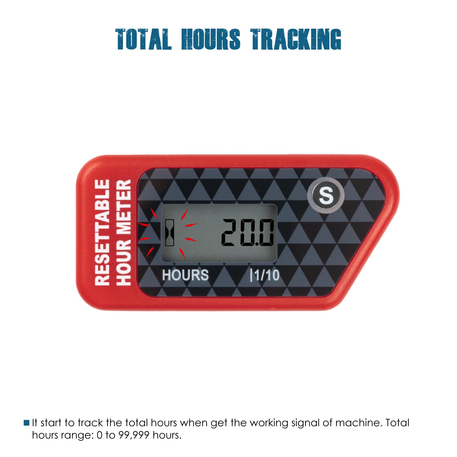 Runleader Digital Maintenance Hour Meter - Resettable Job Timer & Service Interval Reminder for Lawn Mowers, Generators, Marine Engines, ATVs, Outboard Motors, Snowblowers, Compressors & Gas Powered Equipment (Red) - Track Engine Hours for Maintenance Scheduling & Equipment Monitoring