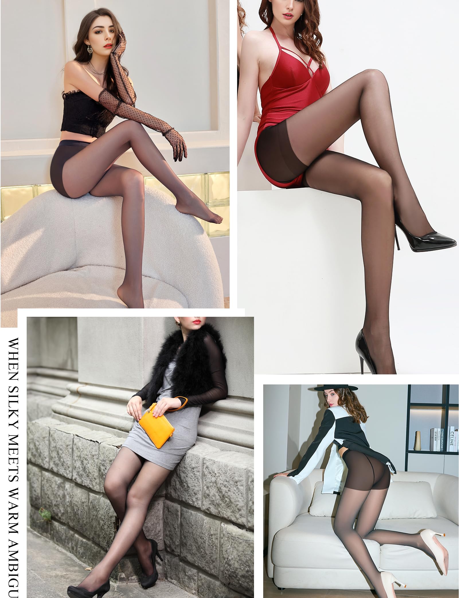 Buauty 2 Pairs Sheer Black Tights for Women - 20D High Waist Pantyhose, Plus Size Nylon Stockings - Perfect for Office, Party & Everyday Wear