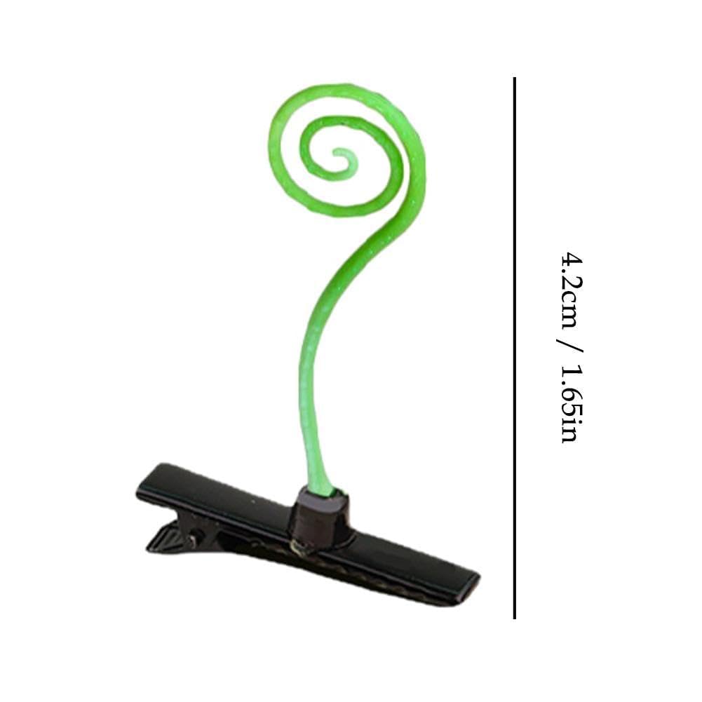 5Pcs Korean Cute Green Grass Hair Clips for Girls - Kids Floral Hairpins for School & Party