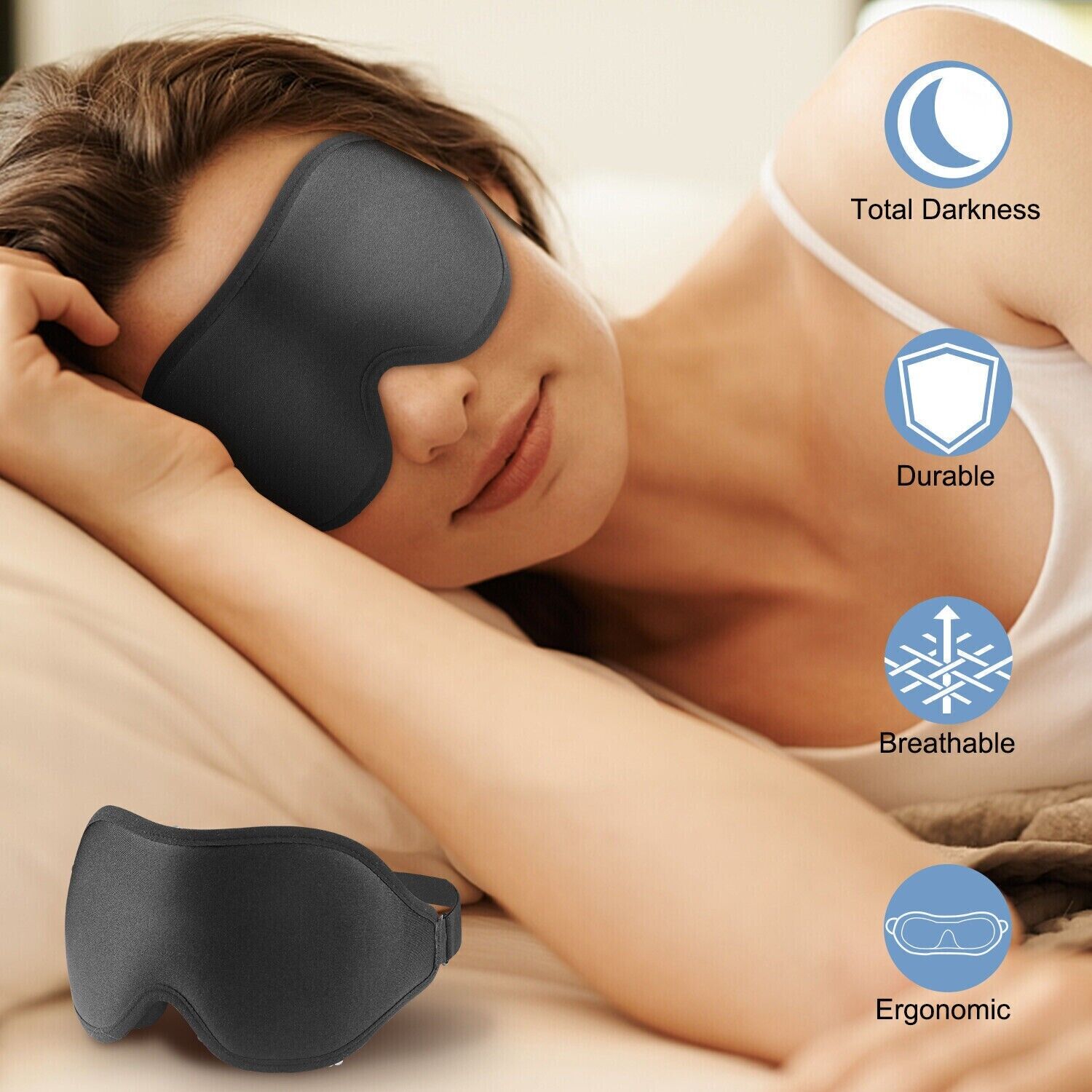 3D Sleep Mask for Men & Women - Blackout Eye Mask for Sleeping, Travel & Relaxation - Perfect for Night Shifts, Airplane Travel & Meditation