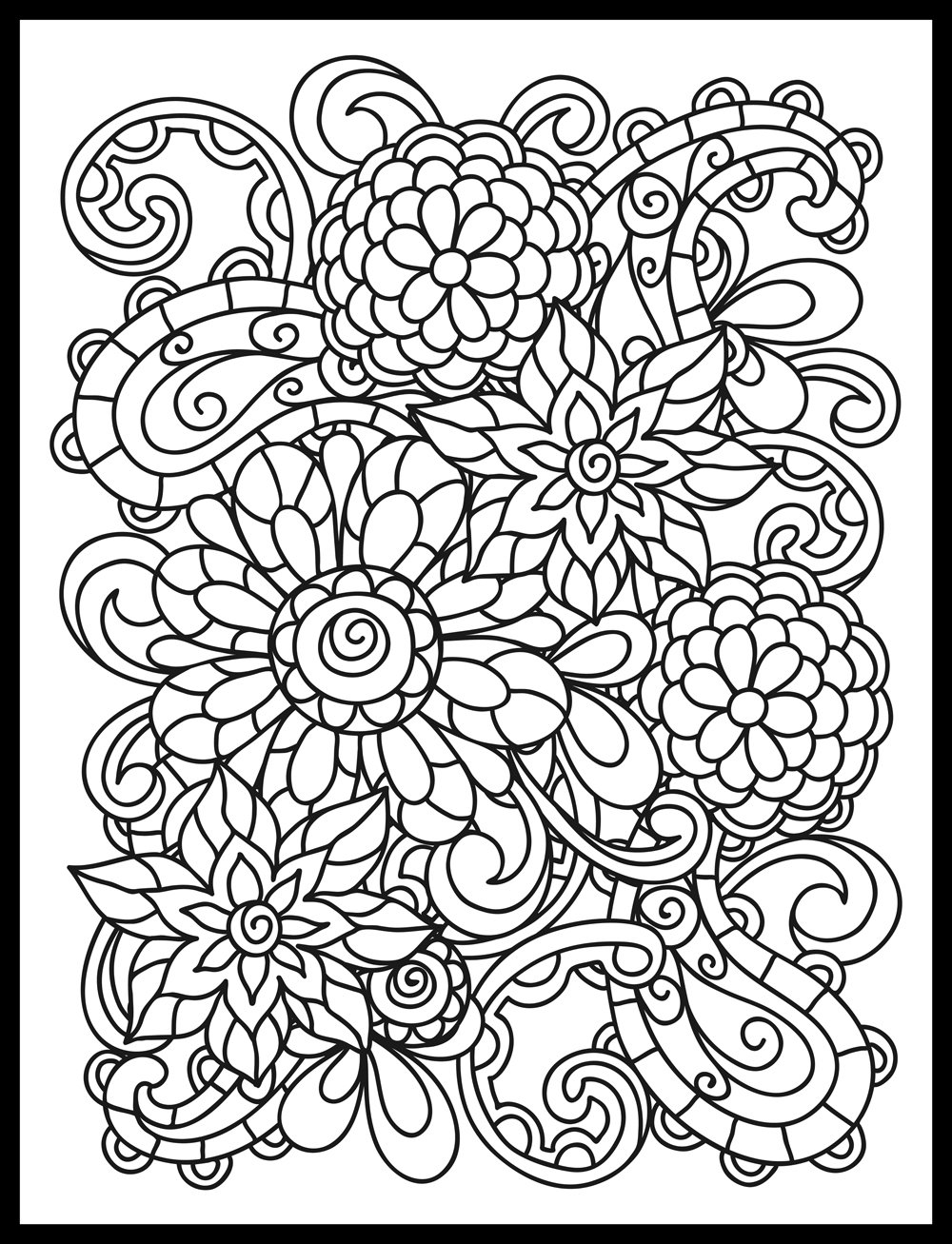 Magic Murals ColorMe! Flower Wall Mural - Large Adult Coloring Wallpaper for Stress Relief & Home Decor - Perfect for Living Rooms, Bedrooms & DIY Projects