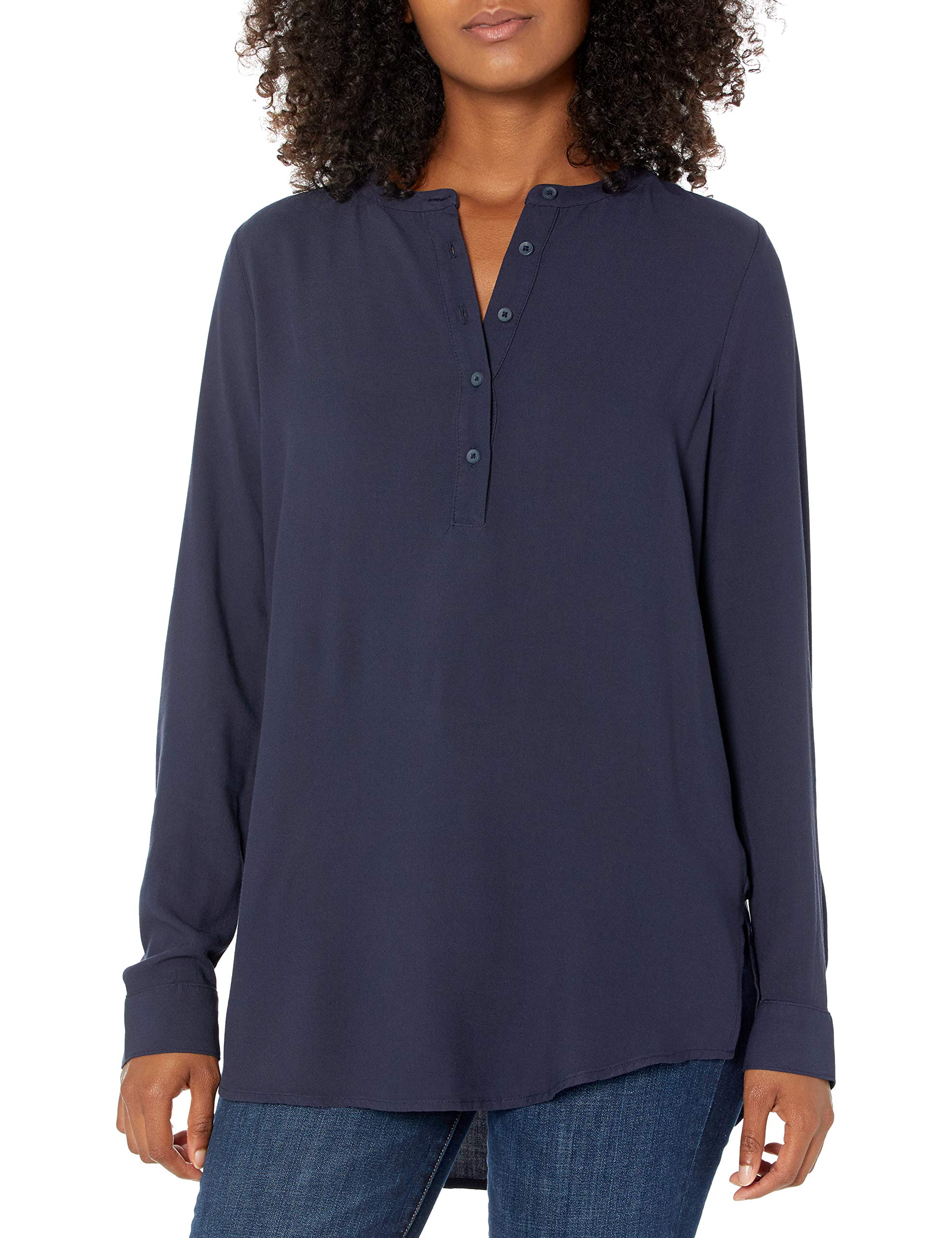 Amazon Essentials Women's Long-Sleeve Woven Blouse - Comfortable Stretch Work Shirt for Office, Business Casual & Professional Outfits