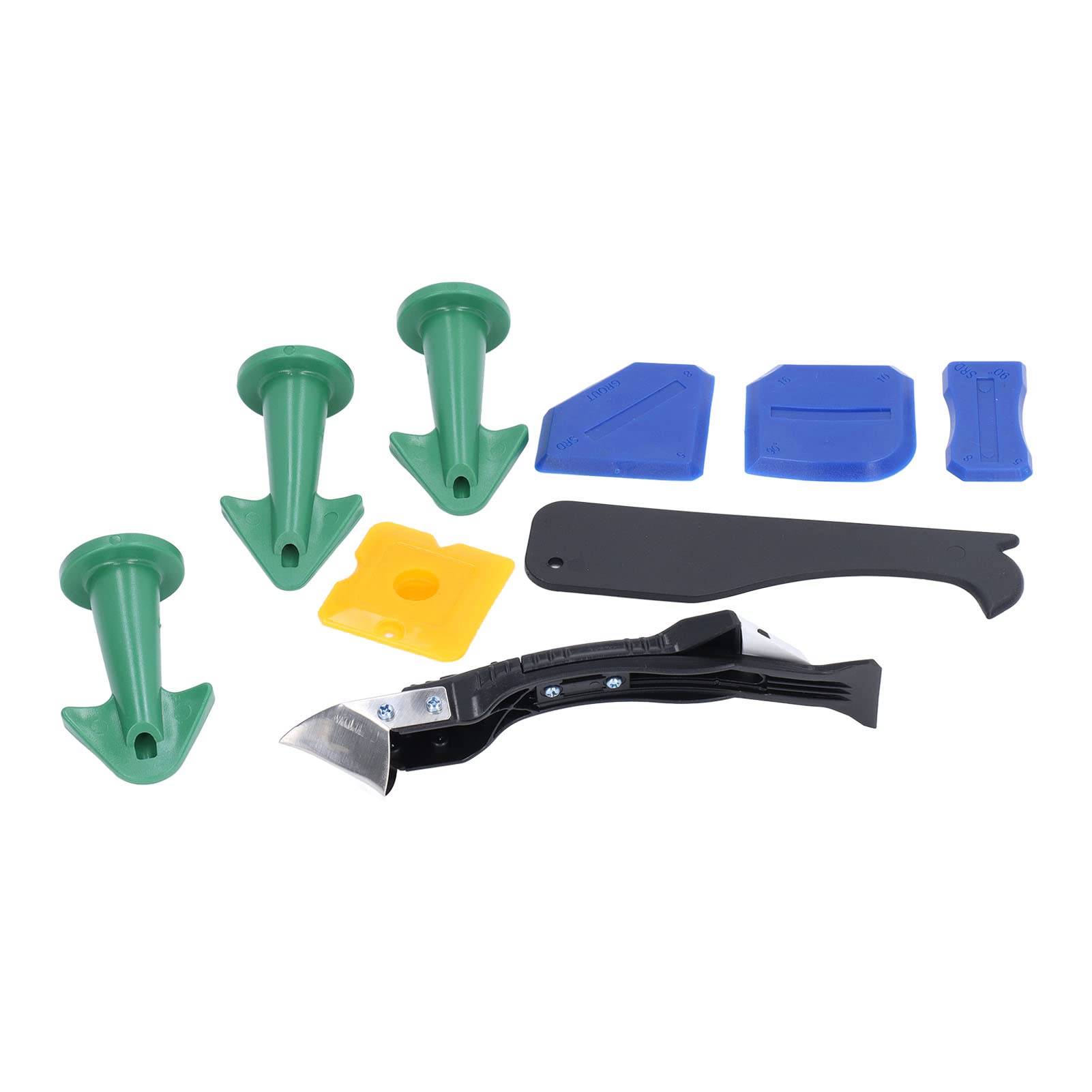 Professional Caulking Tool Kit - Push Pull Sealant Finishing Tool with Grout Scraper & Pads for Bathroom, Window, Tile, DIY Home Improvement Projects (Waterproof & Easy Clean)