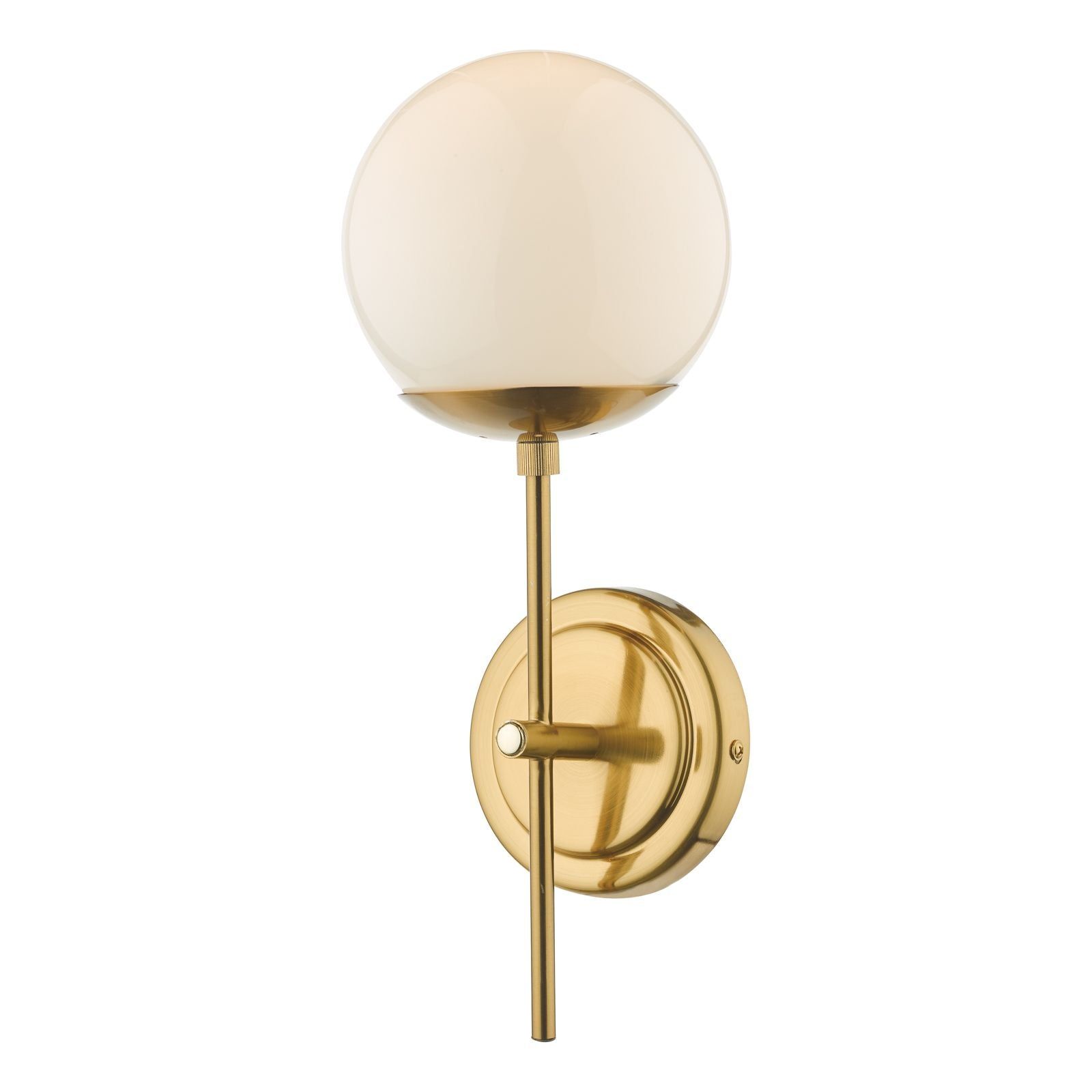 Bombazine Wall Light - Natural Brass & Opal Glass IP20 | Modern Sconce Lighting for Bedroom, Hallway & Living Room Decor