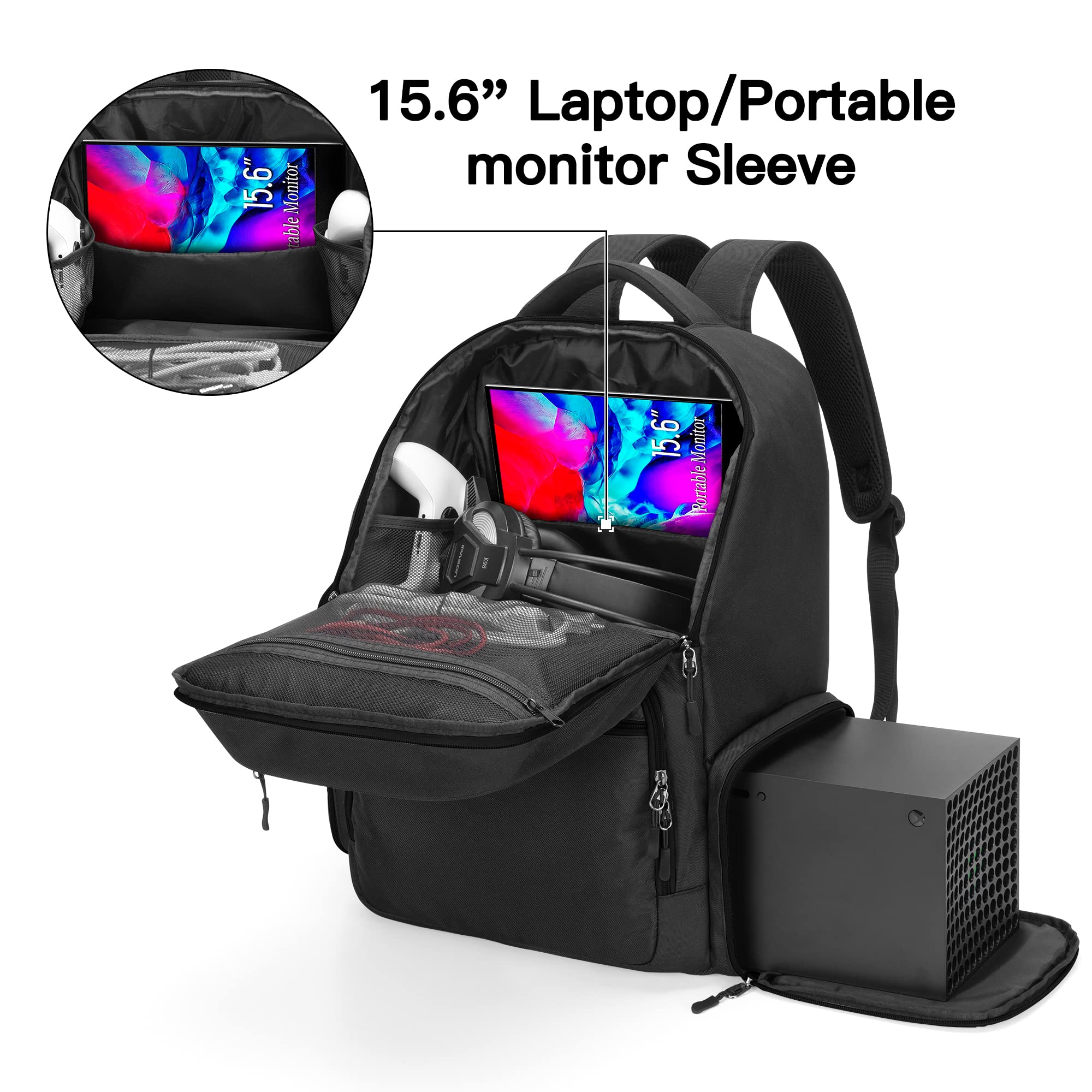 Trunab Xbox Series X/S Compatible Travel Case - Protective Gaming Console Bag with Internal Divider, 15.6