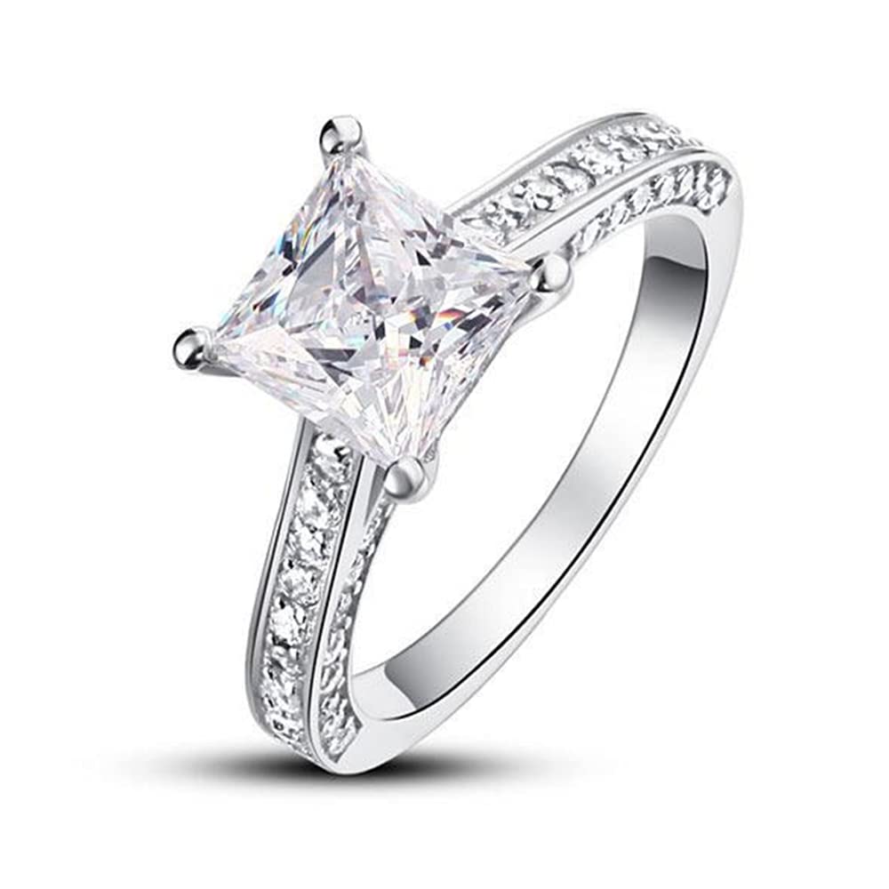 1 Carat Moissanite Engagement Rings for Women - Princess Cut Halo Ring in 10K/14K/18K White Gold with Free Engraving | Perfect Proposal, Anniversary & Wedding Jewelry Gift