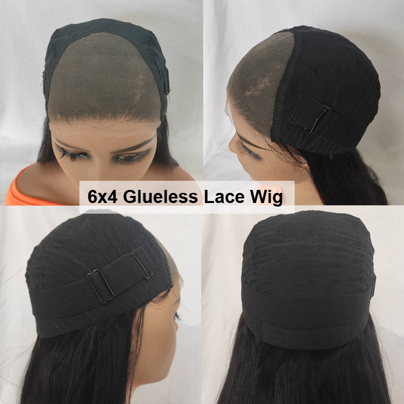 Eullair Glueless Straight Hair Wigs with Pre-Cut Lace 6x4 & 5x5 HD Closure - Beginner Friendly Human Hair Wigs for Everyday Wear & Special Occasions