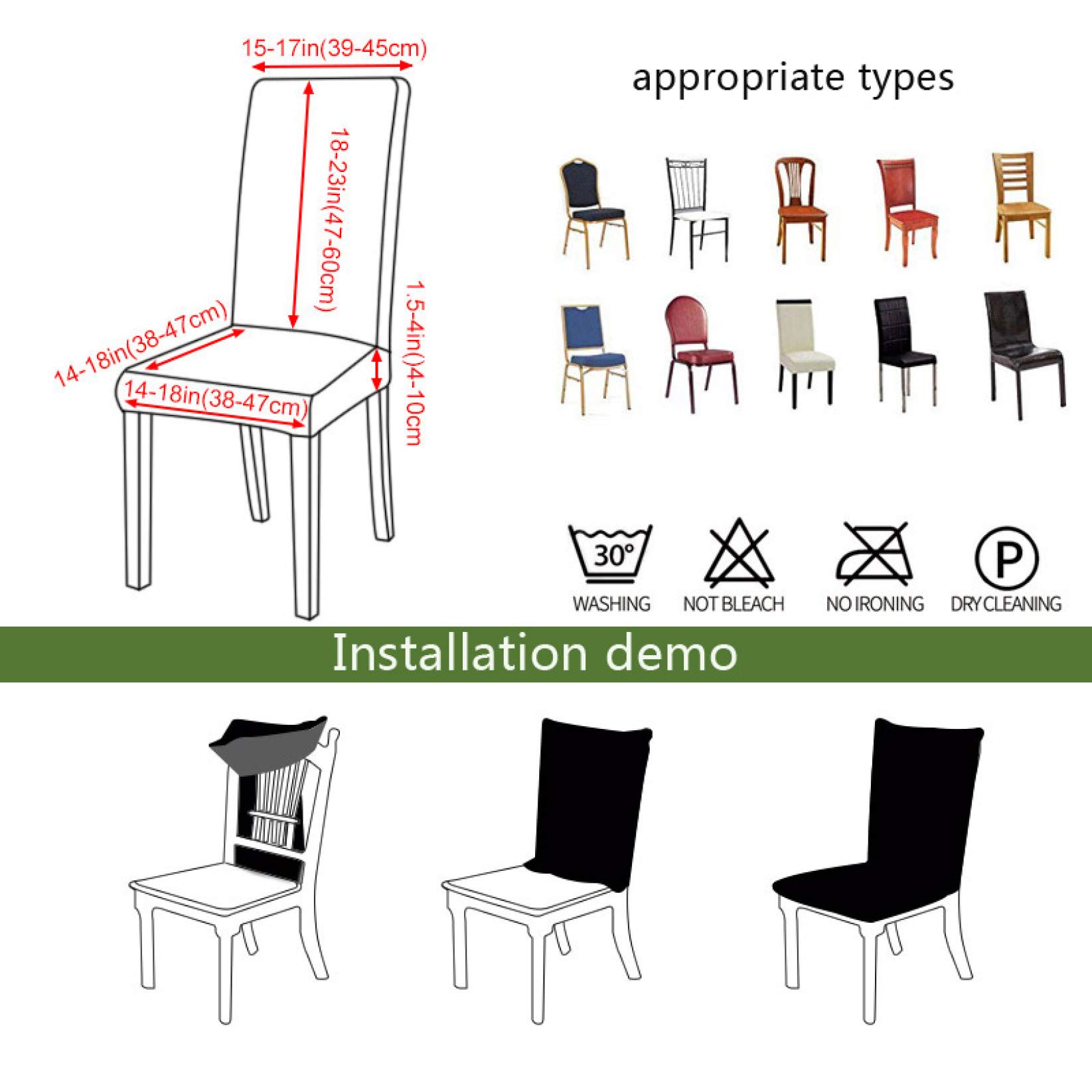 KKONION 4Pc/6Pc Removable Stretch Dining Chair Covers - Universal Fit for Folding Chairs, Banquet Seats & Home Decor - Printed Slipcovers for Dining Room, Wedding, Party & Restaurant Use