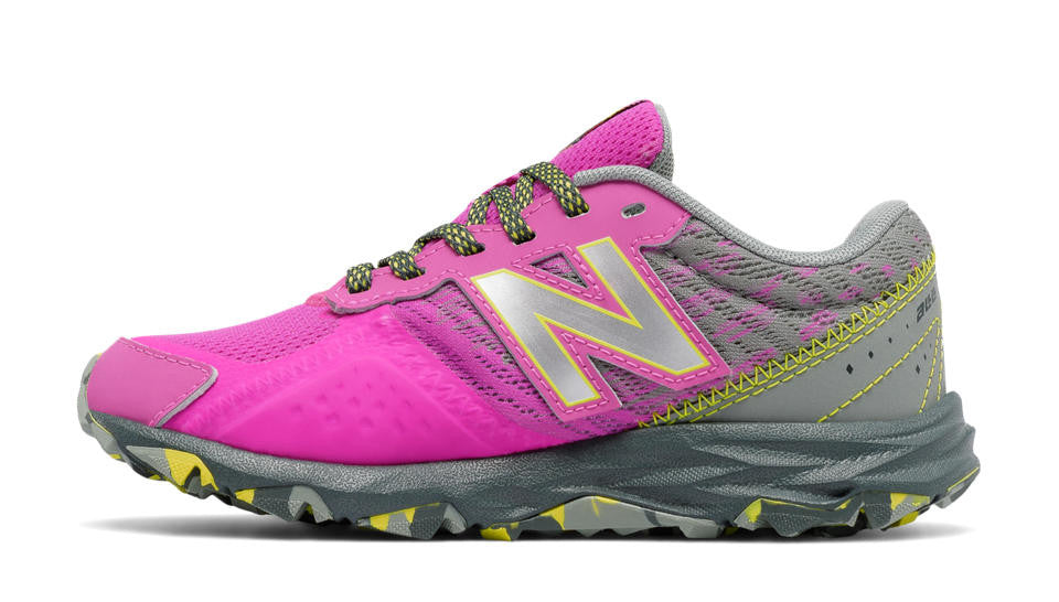 New Balance 690v2 Kids' Trail Running Shoes - Fluorescent Pink & Grey - Wide Width for Youth - Perfect for Hiking & Outdoor Adventures